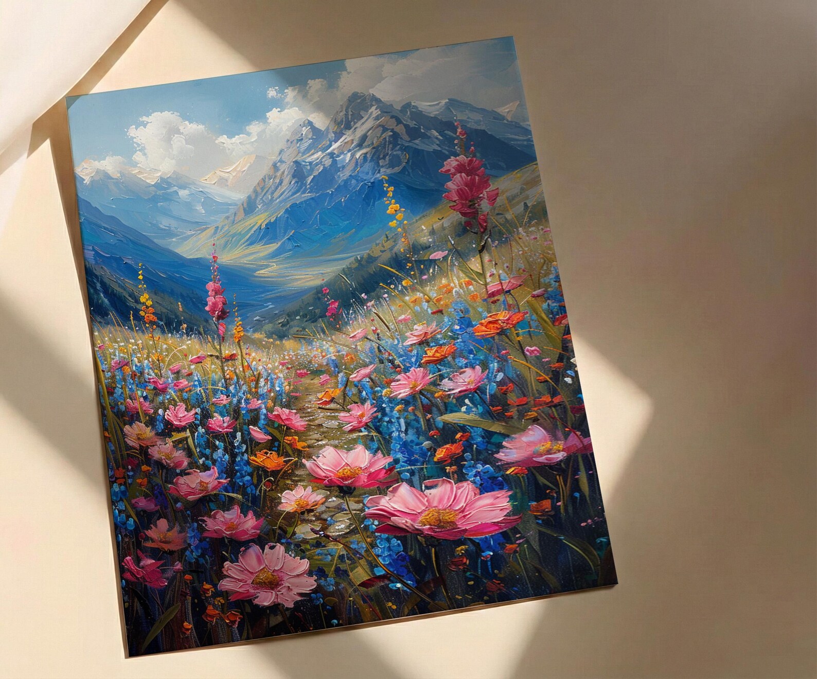 Himalayas Flower Valley Wall Art, Spring Mountain Print - Living Room Decor — view 2