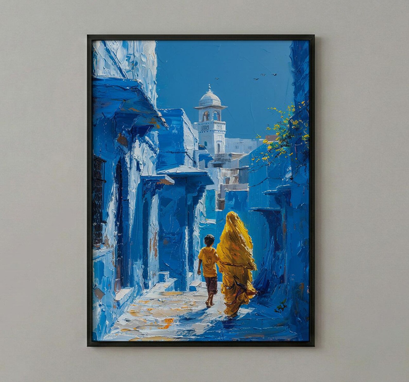 Jodhpur India Print, Blue City Wall Art, Mothers Day Gift From Son, Mom And Son Poster, Museum Quality Decor — view 3