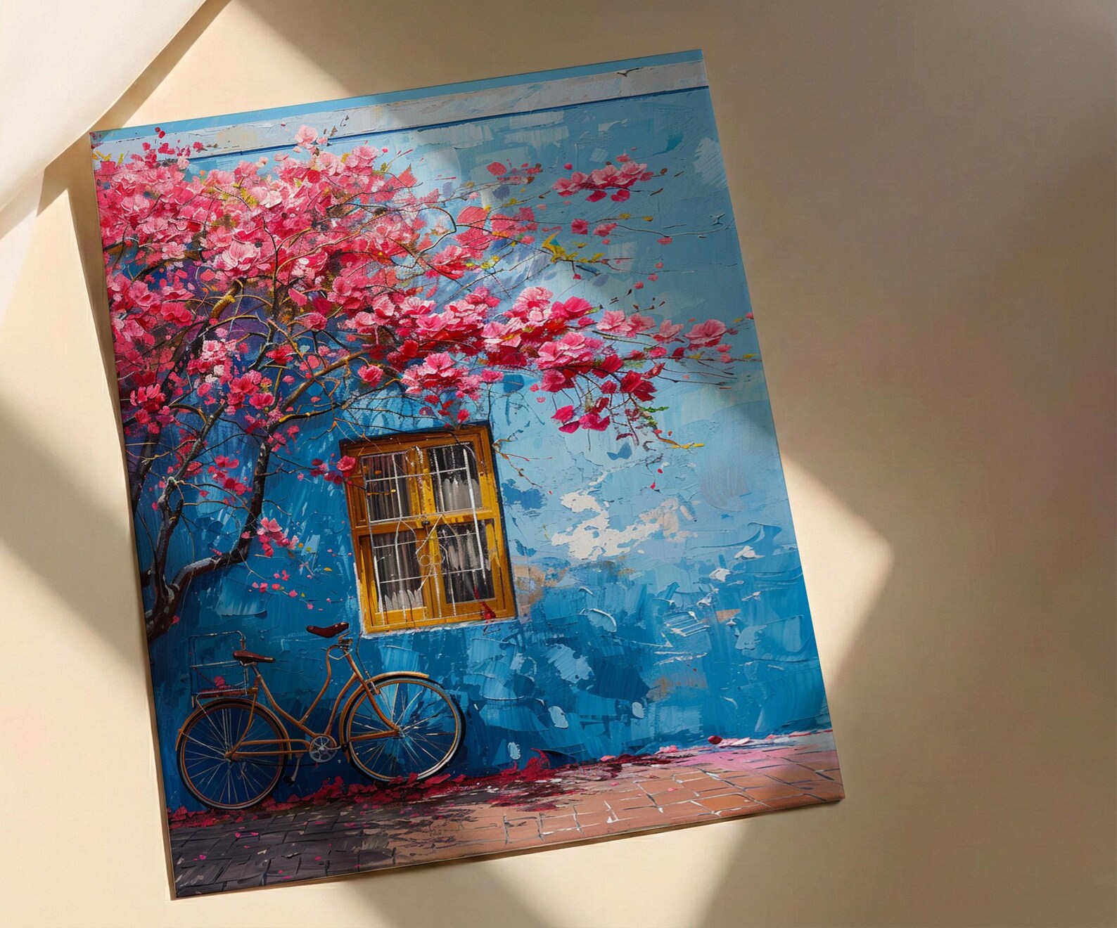 Cape Town Bo-Kaap Street Art Print, Pastel House Travel Poster - Textured Impasto Oil Painting — view 2
