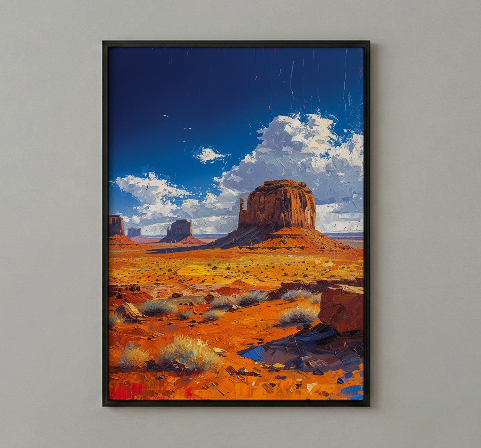 Monument Valley Wall Art, Western Desert Red Rock Decor - Bright Blue Summer Sky — view 2