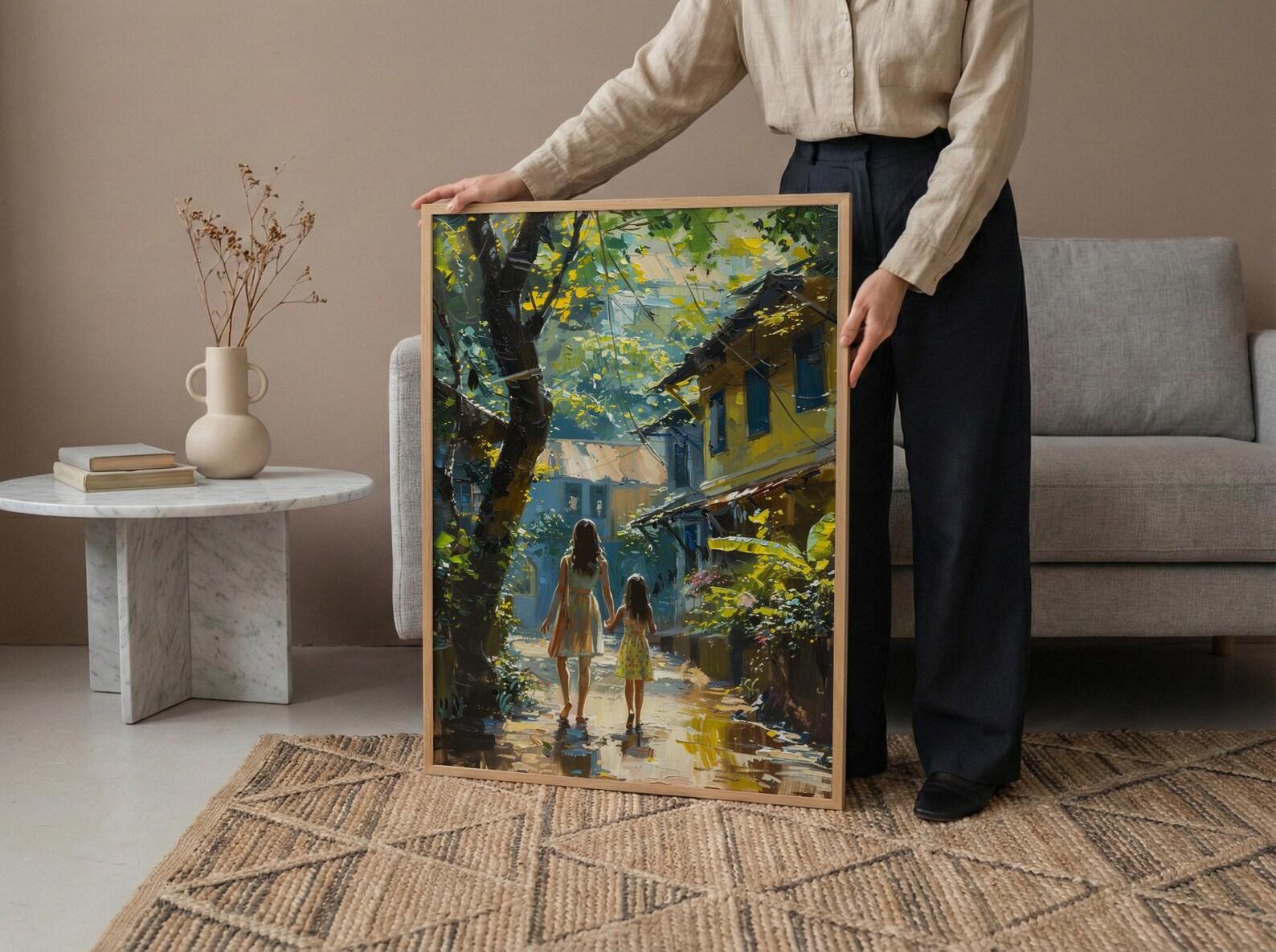 Kerala India Art Print, Tropical Wall Art, Mothers Day Gift From Daughter, Mother Daughter Poster, Shipped Wall Art — view 6