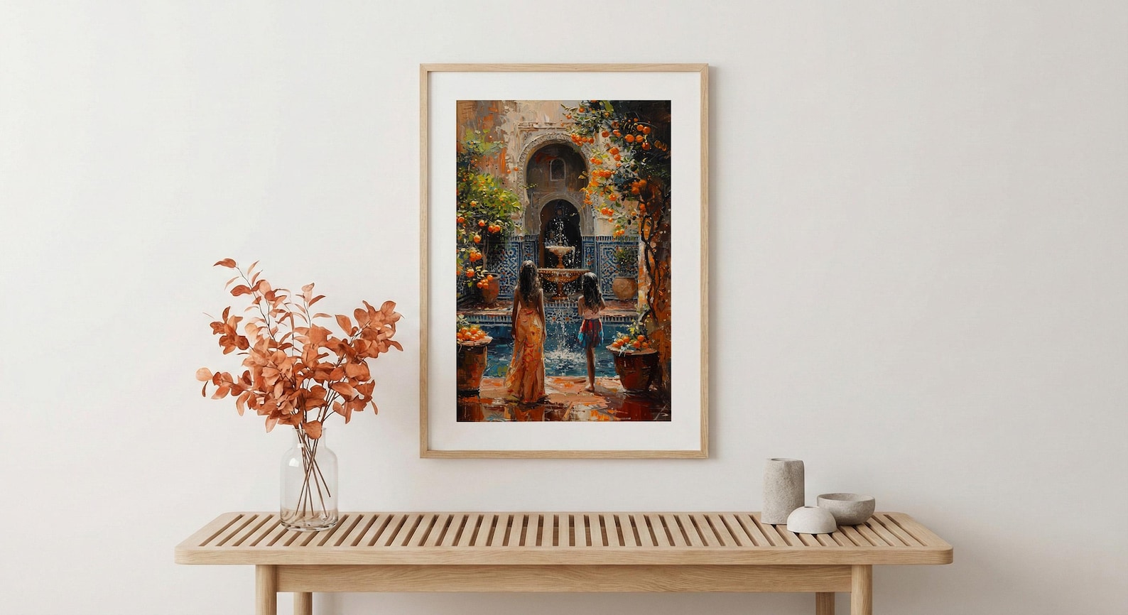 Marrakech Morocco Art Print, Mothers Day Gift From Daughter, Riad Courtyard Wall Art, Mother Daughter Poster, African Decor — view 5