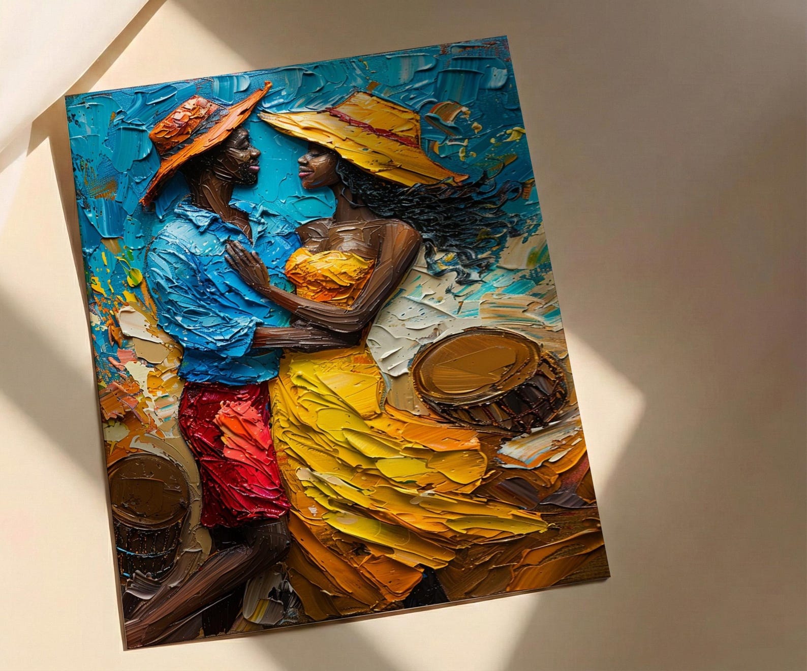 African Wedding Dance Art, Kente Cloth Print - Newlywed Gift — view 3