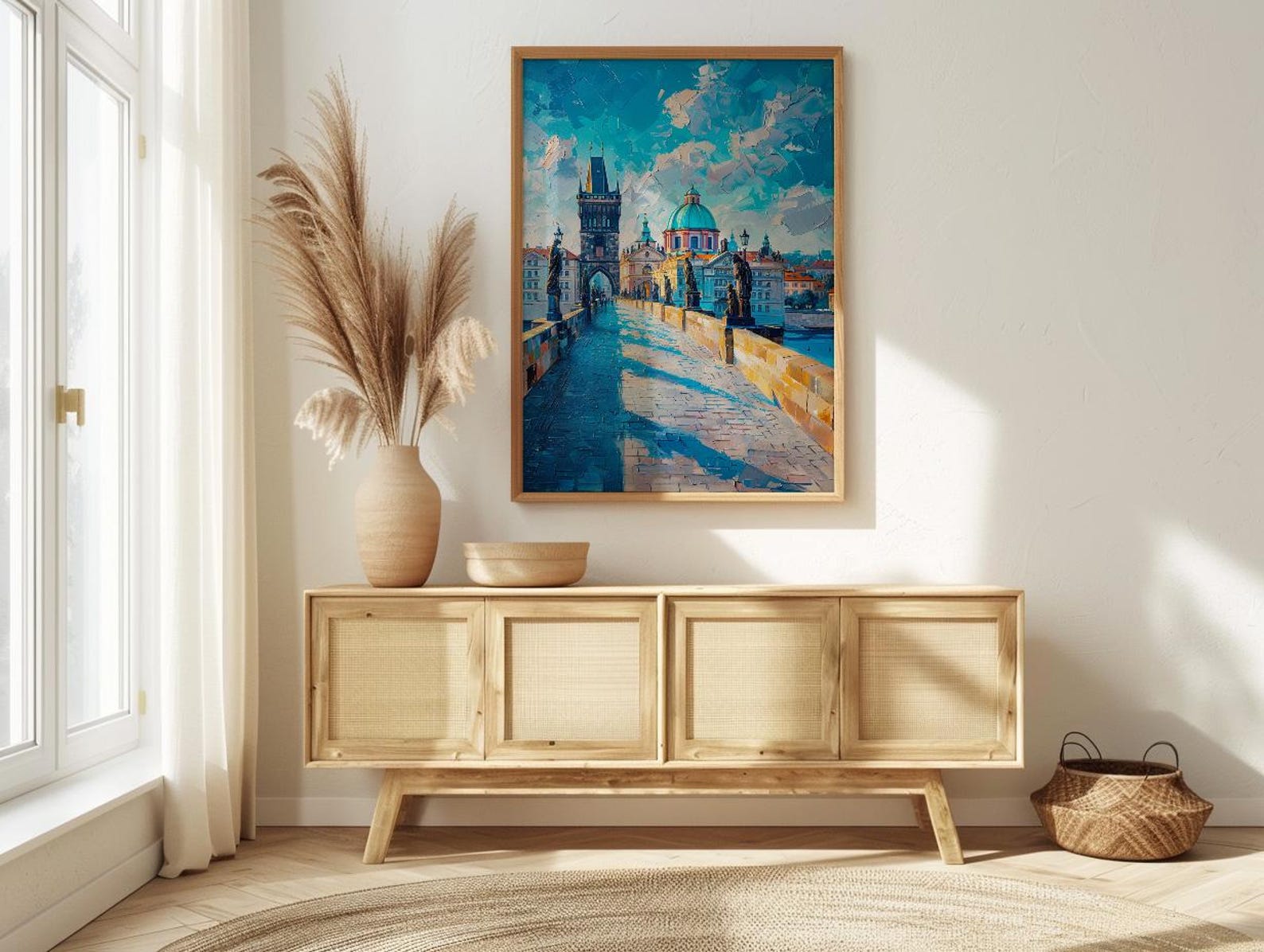 Prague Bridge Art Print, Czech Republic Decor - Historic Statue — view 4