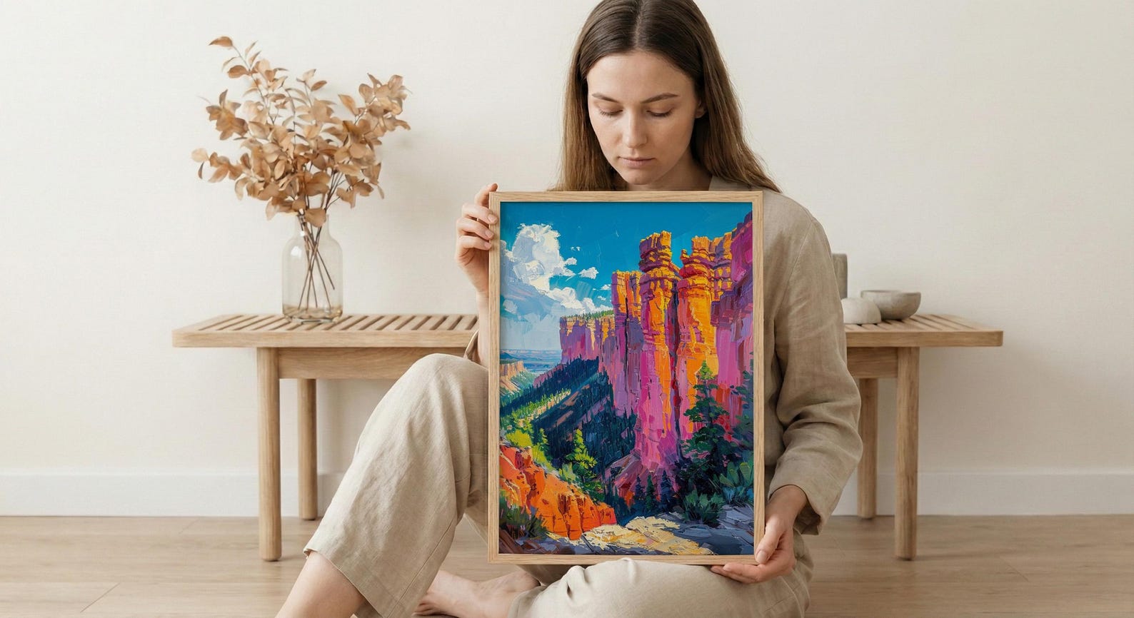 Bryce Canyon National Park Poster, Orange Hoodoo Rock Decor - Vibrant Summer Morning Landscape — view 6