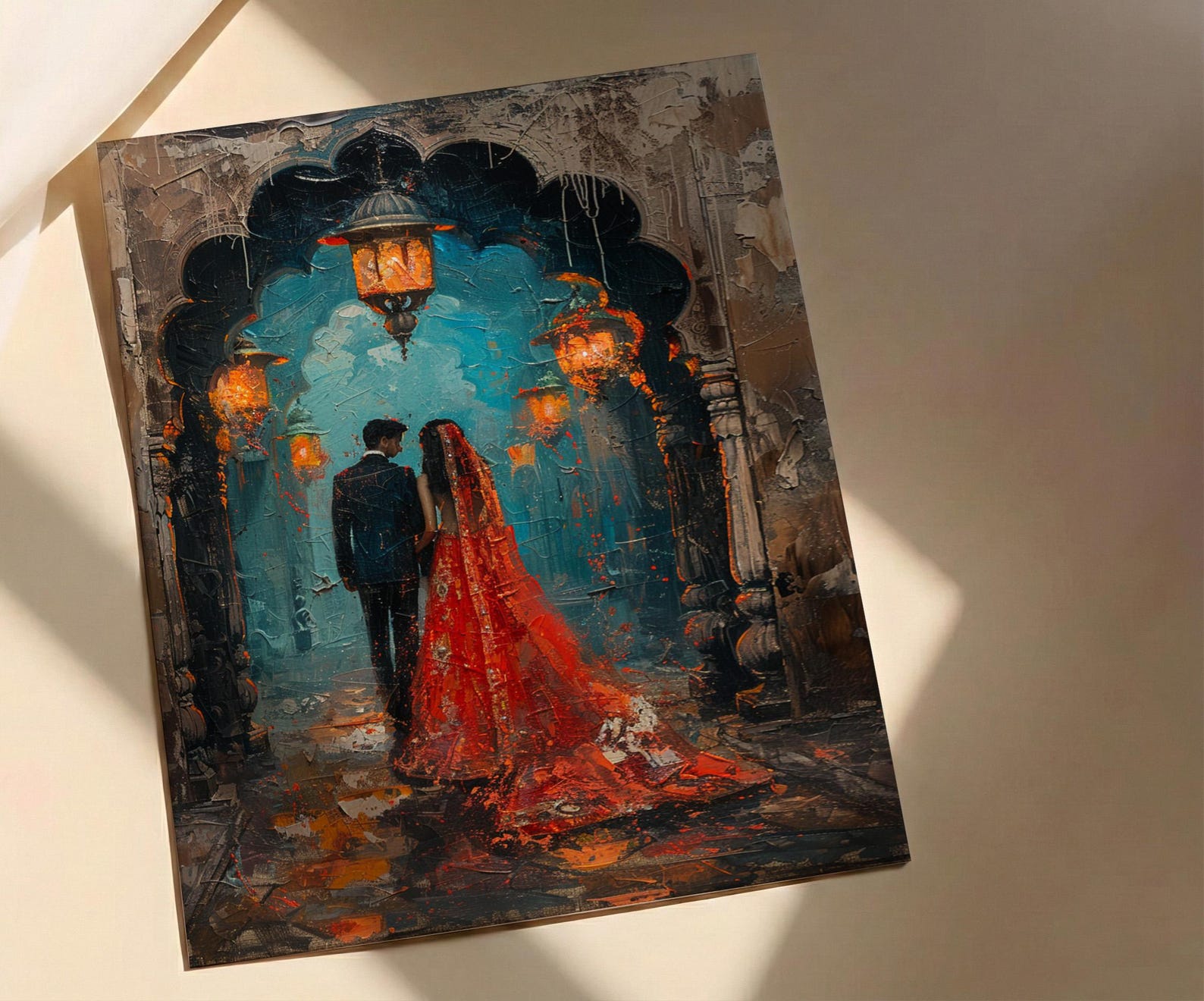 Rajasthan Palace Art, Royal Indian Wedding - Luxury Desi Gift — view 2