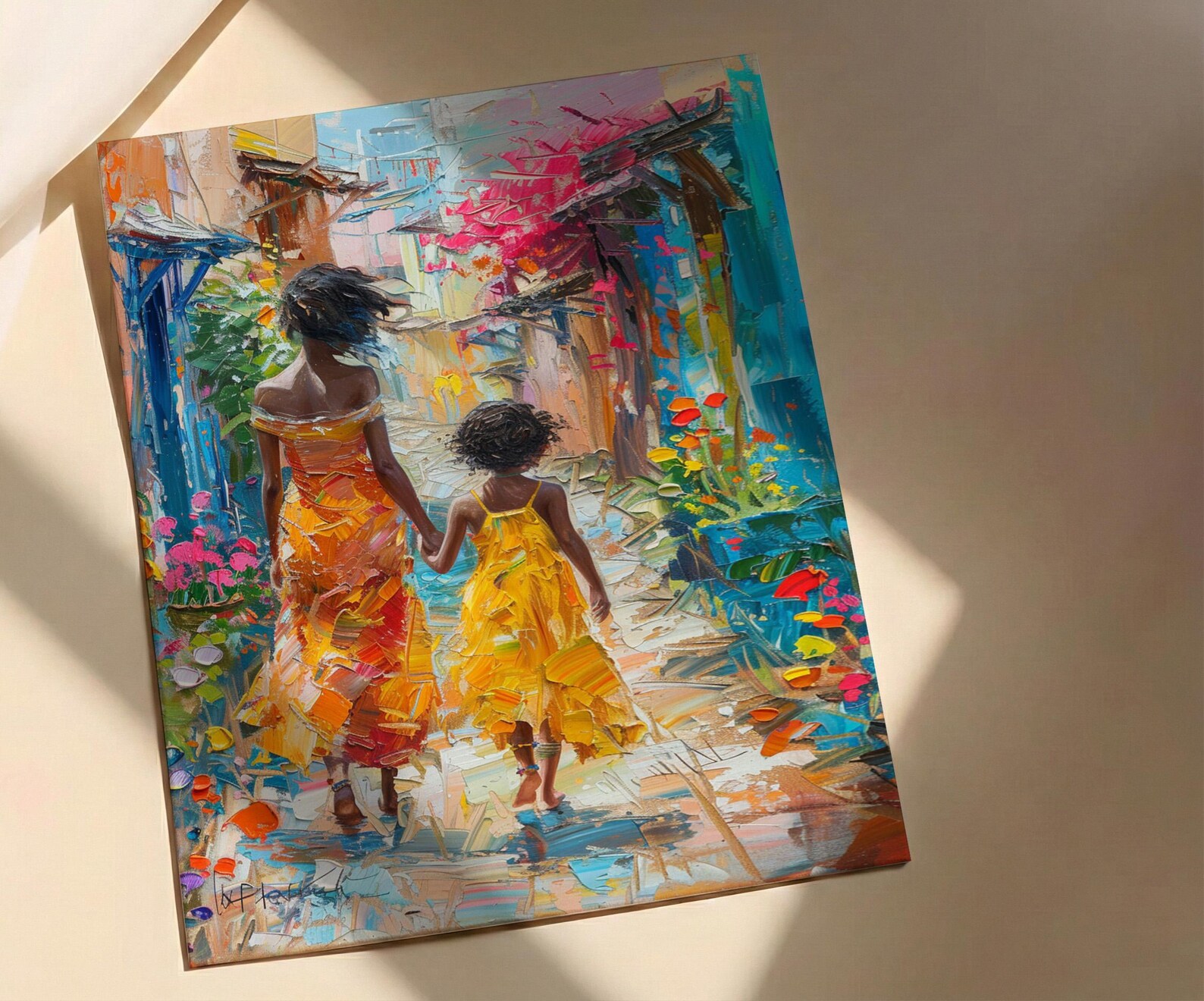 Ethiopia Harar Art Print, Mothers Day Gift From Daughter, Colorful Street Wall Art, Mother Daughter Poster, African Decor — view 2