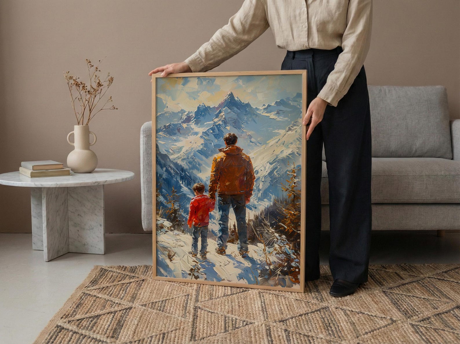 Swiss Alps Art Print, Father And Son Landscape Poster - Fathers Day Gift — view 5