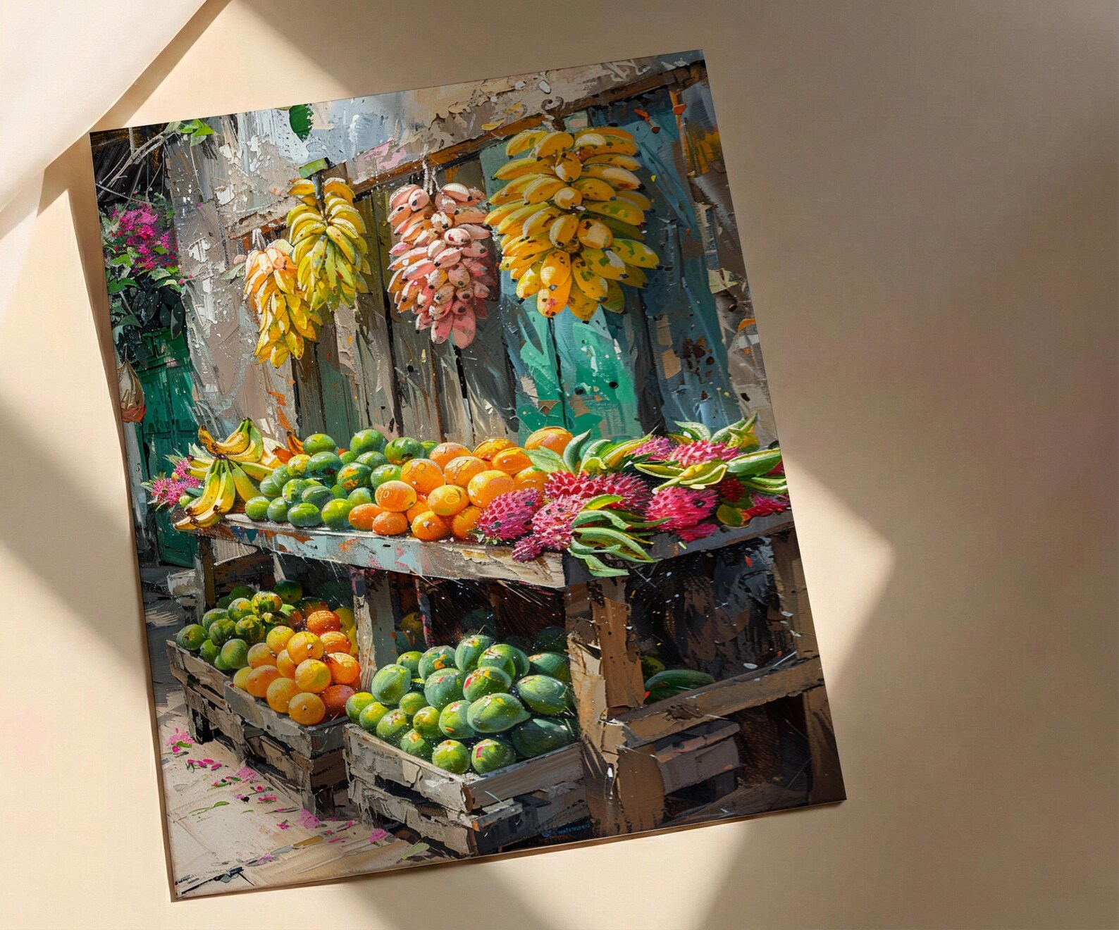 Textile Dyeing Poster, Colorful Fabric Decor - African Plaza Art — view 2