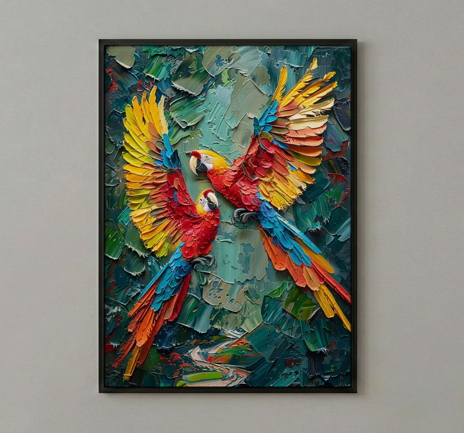 Scarlet Macaw Art, Mexico Wildlife Decor - Flying Parrot Print — view 2