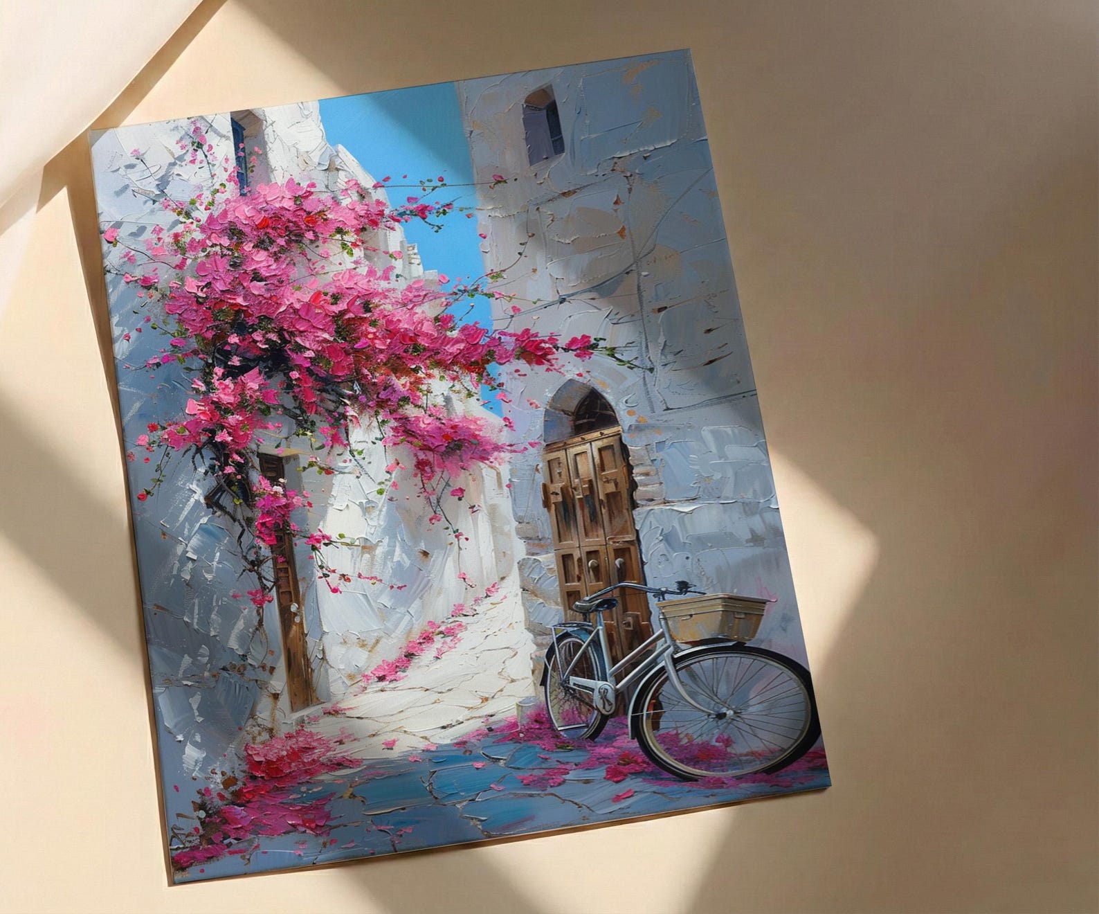 Bahrain Coastal Poster, Pink Bougainvillea - Carved Door Decor — view 2
