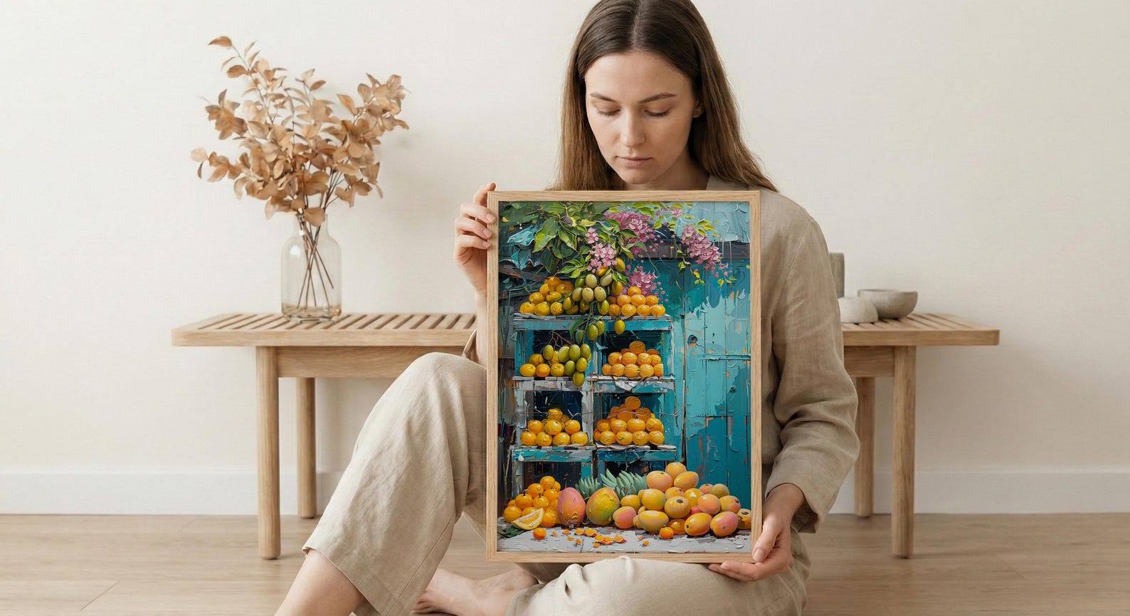 Mexico City Market Art Print, Yellow Mango Decor - Tropical Fruit — view 6