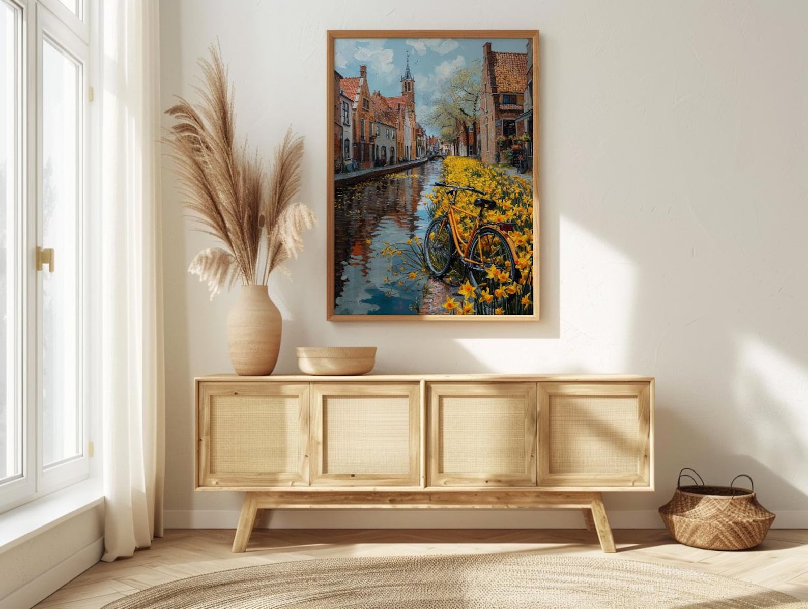 Bruges Daffodil Canal Art Print, Medieval Spring Village - Housewarming Gift — view 4