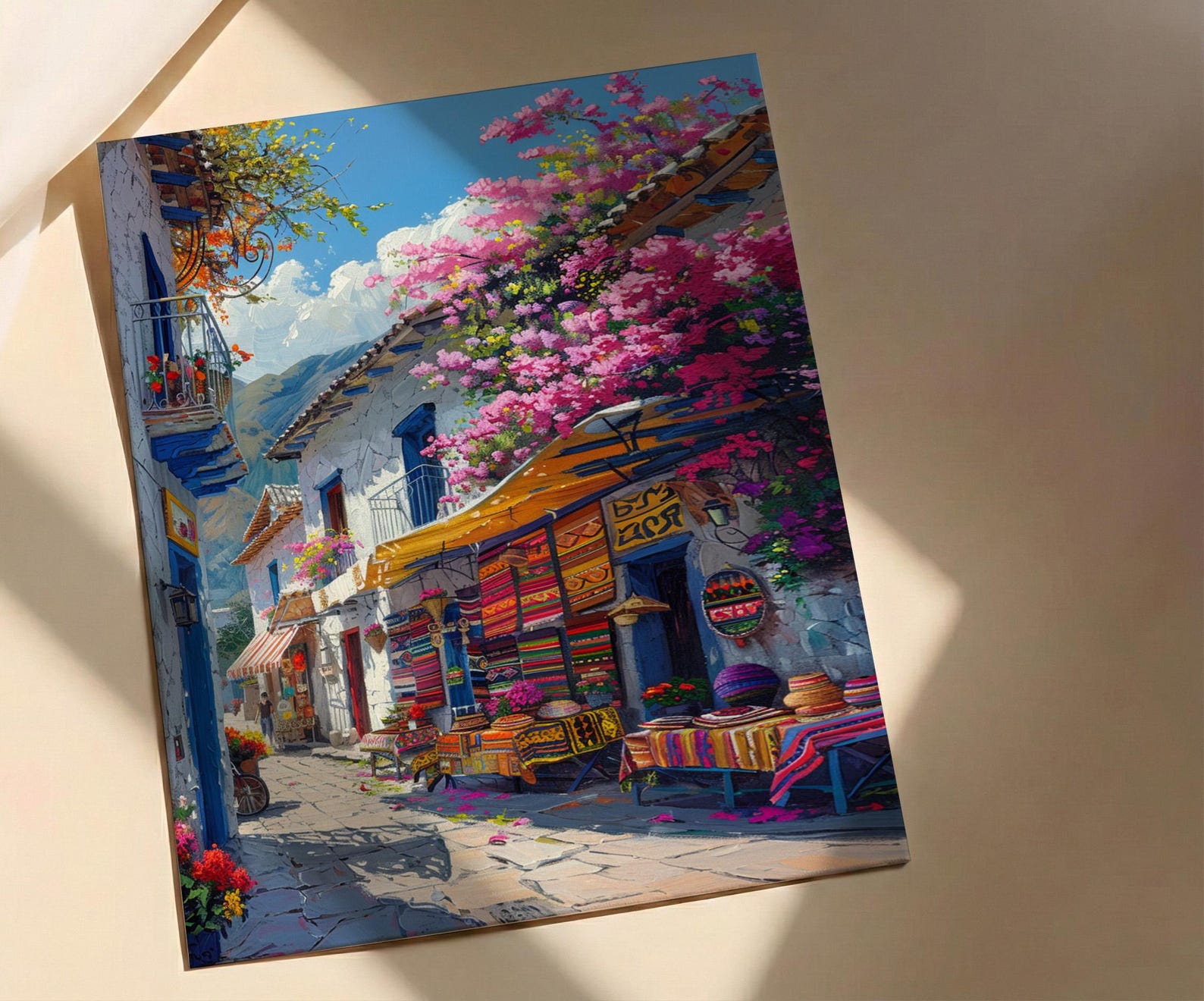 Otavalo Market Poster, Ecuador Summer Decor - Boho Blanket Print — view 2