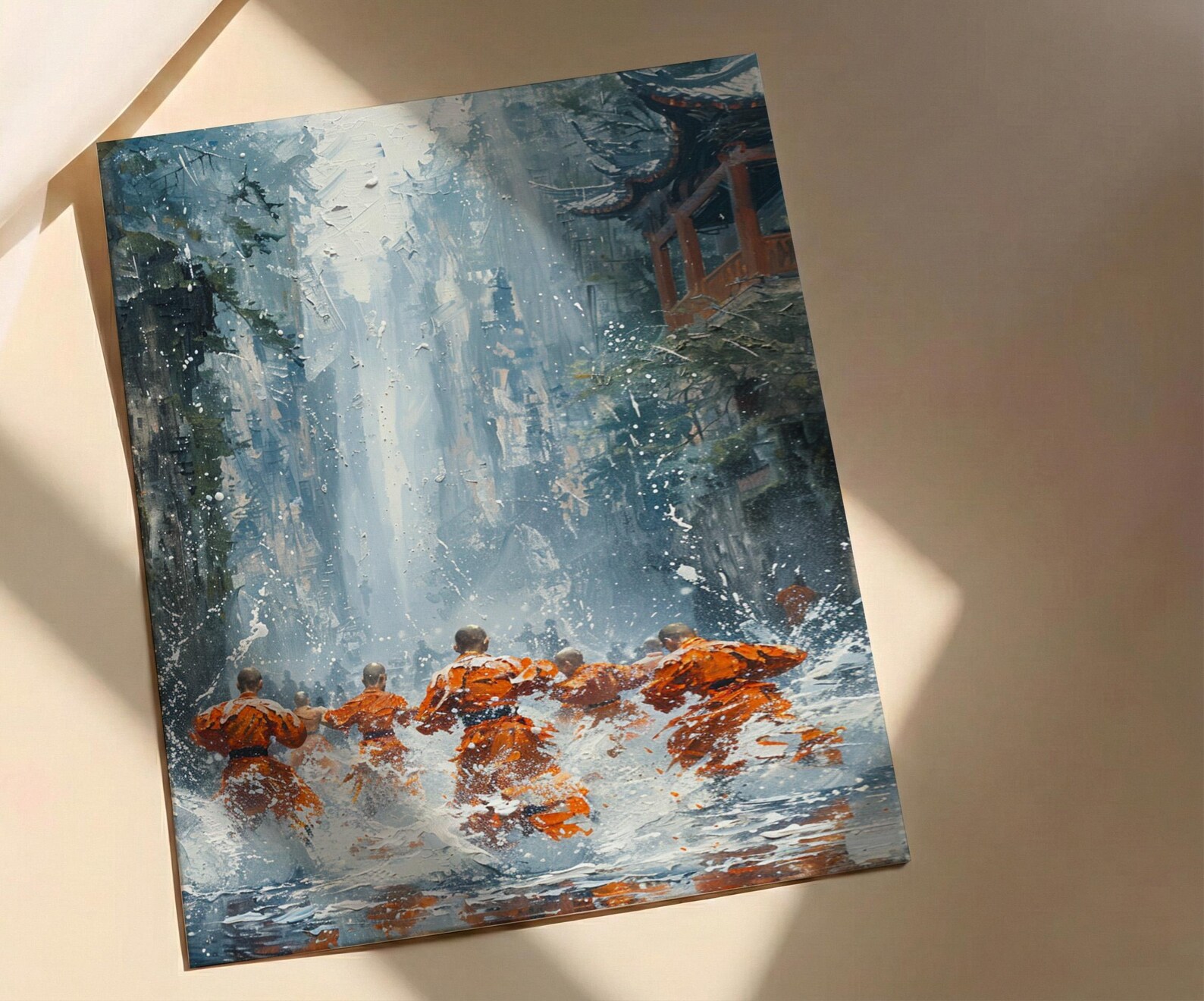 Shaolin Monk Poster, Martial Arts Decor - Misty Temple Art — view 3