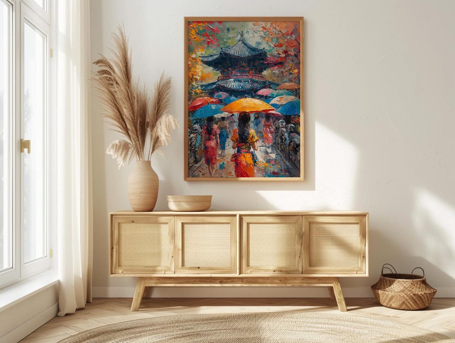 Korean Hanbok Print, Palace Garden Decor - Seoul Summer Art — view 3
