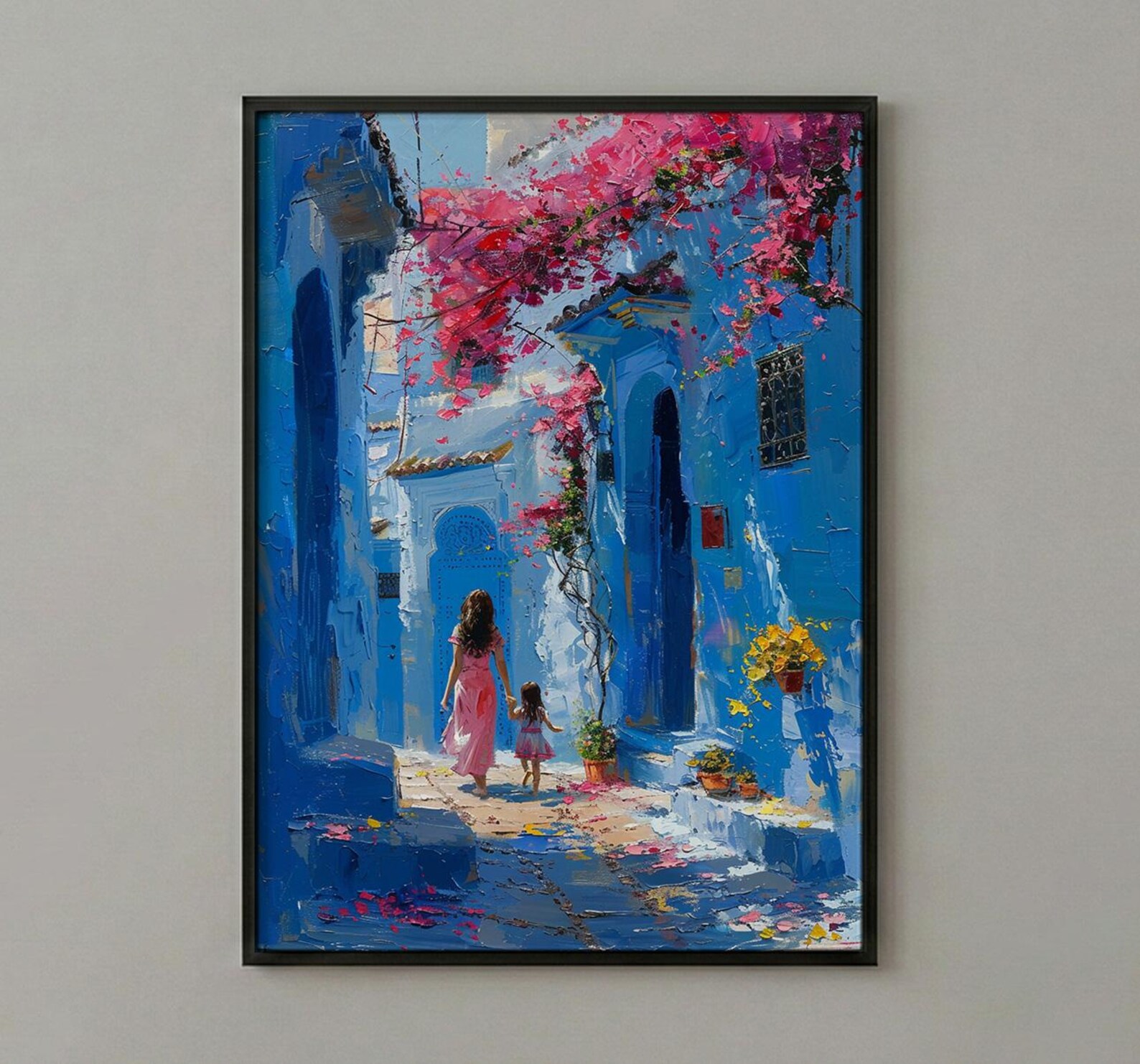 Chefchaouen Morocco Art Print, Mothers Day Gift From Daughter, Blue City Wall Art, Mother Daughter Poster, African Decor — view 3