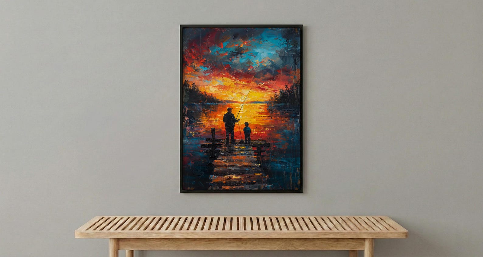 Father And Son Fishing Wall Art, Lake Dock Decor - Rustic Outdoor Print — view 6