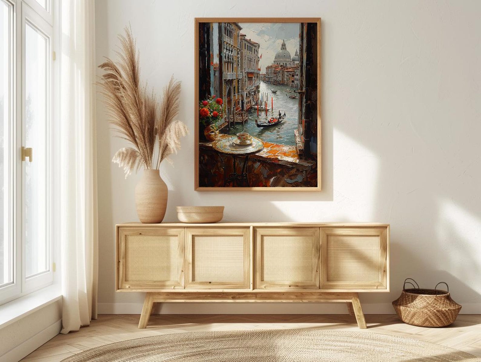 Venice Window Wall Art, Grand Canal Decor - Espresso Cup Mask Landscape — view 3