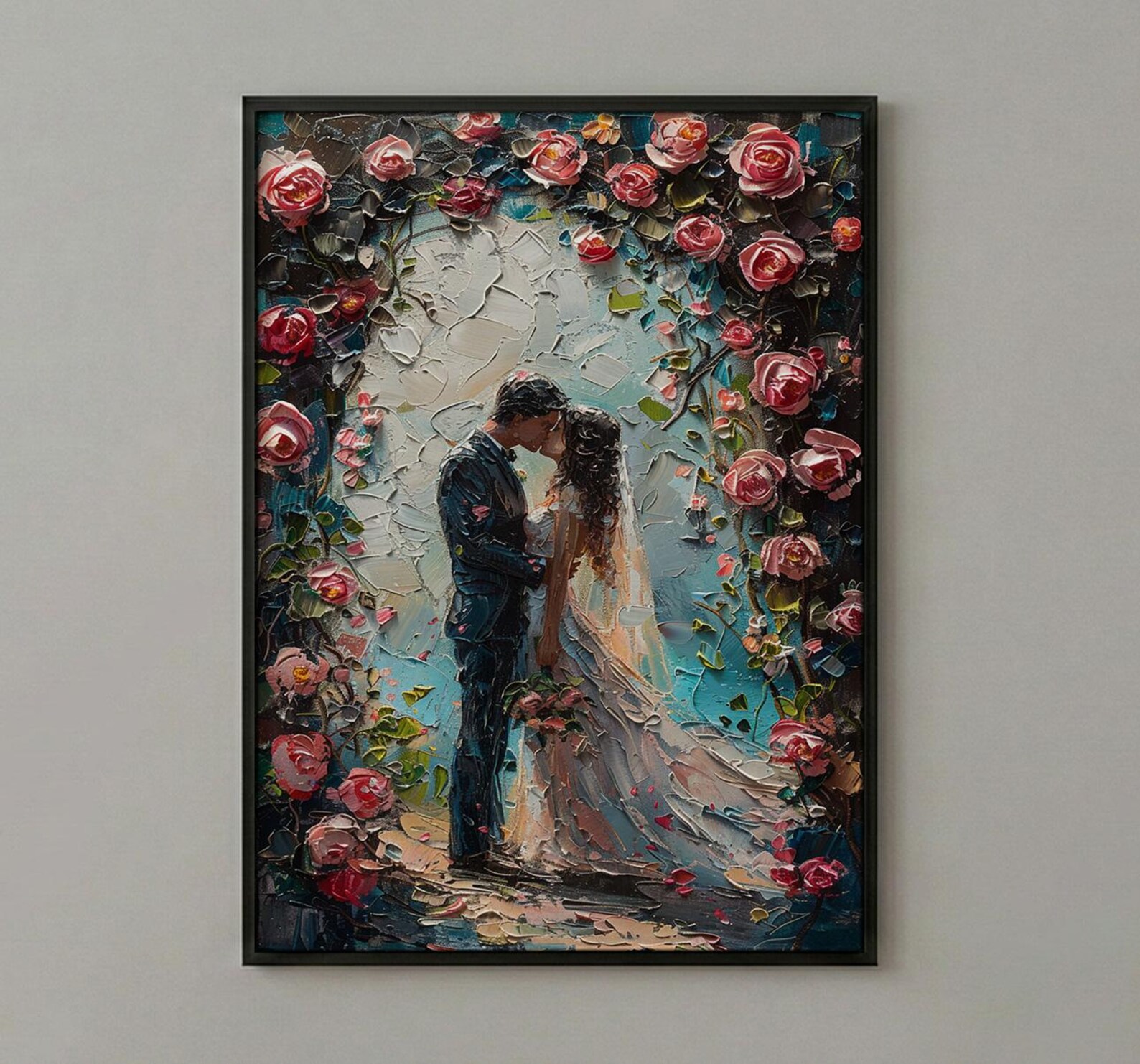 Wedding Arch Art Print, Floral Couple Decor - Master Bedroom Art — view 2