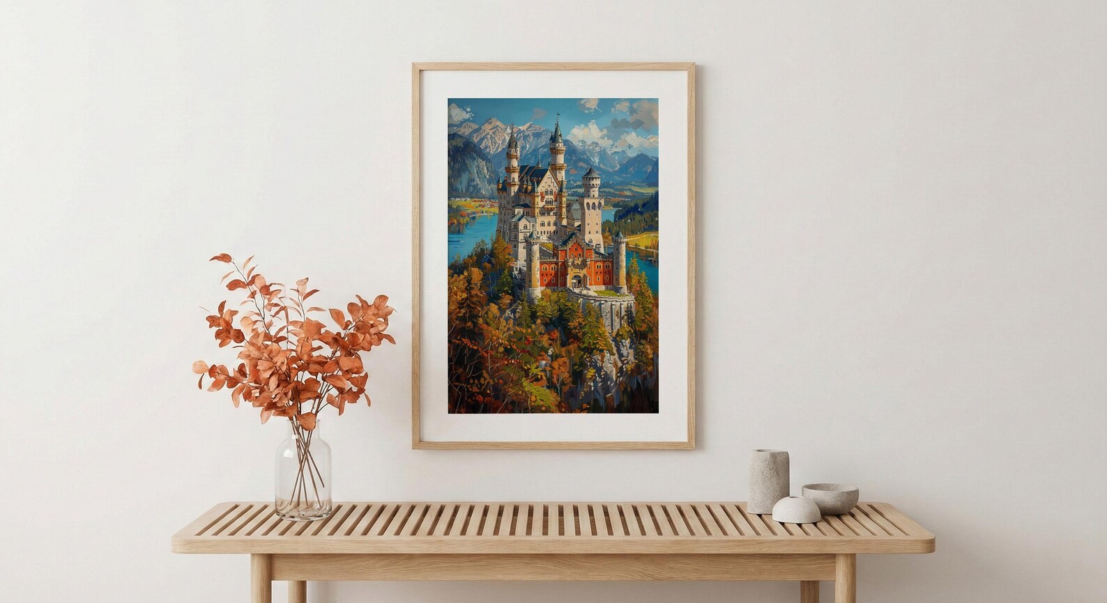 Bavarian Alps Poster, Germany Castle Decor - Neuschwanstein Art — view 5