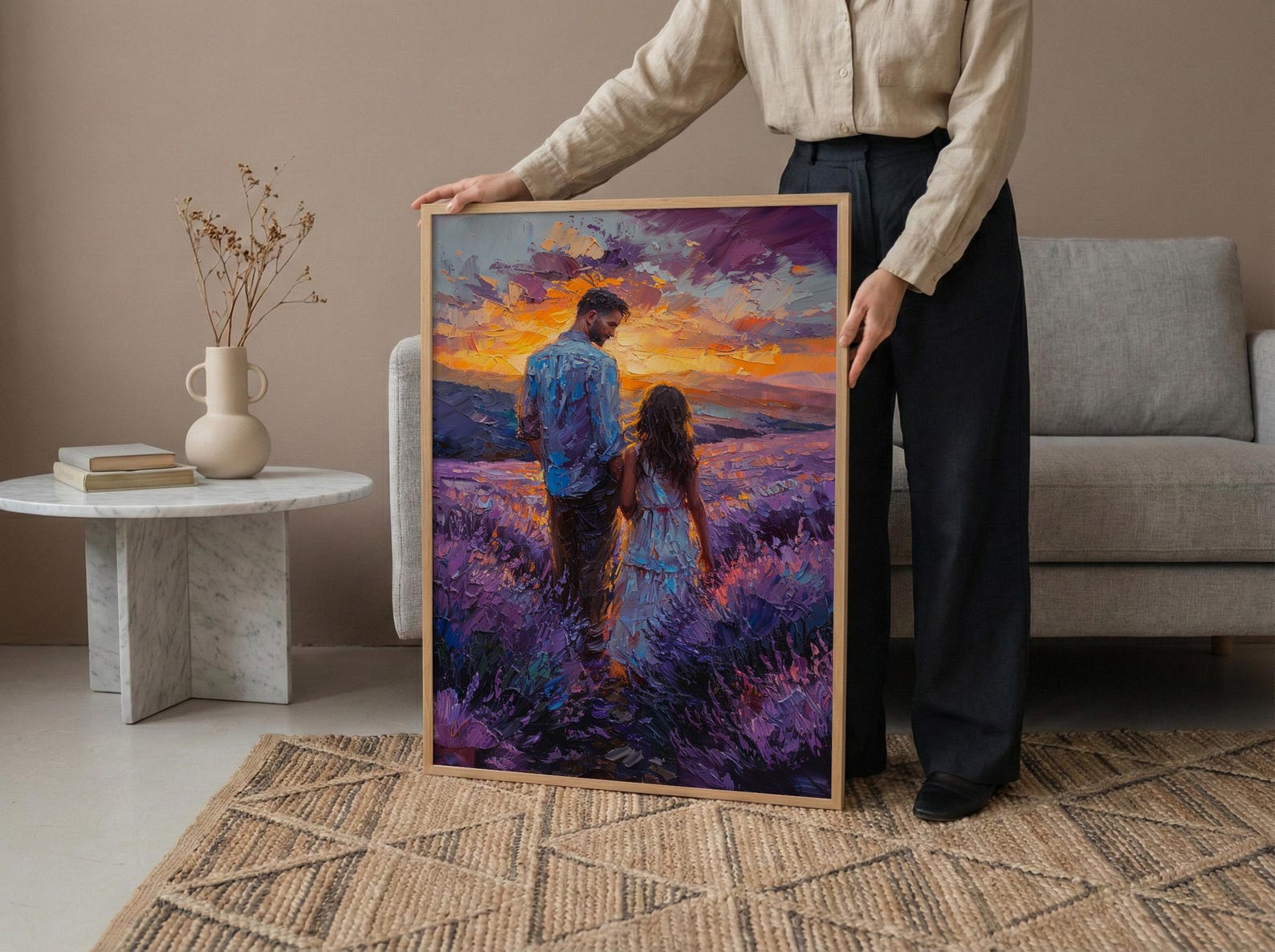 Provence Lavender Wall Art, Father And Child Print - Floral Country Decor — view 6