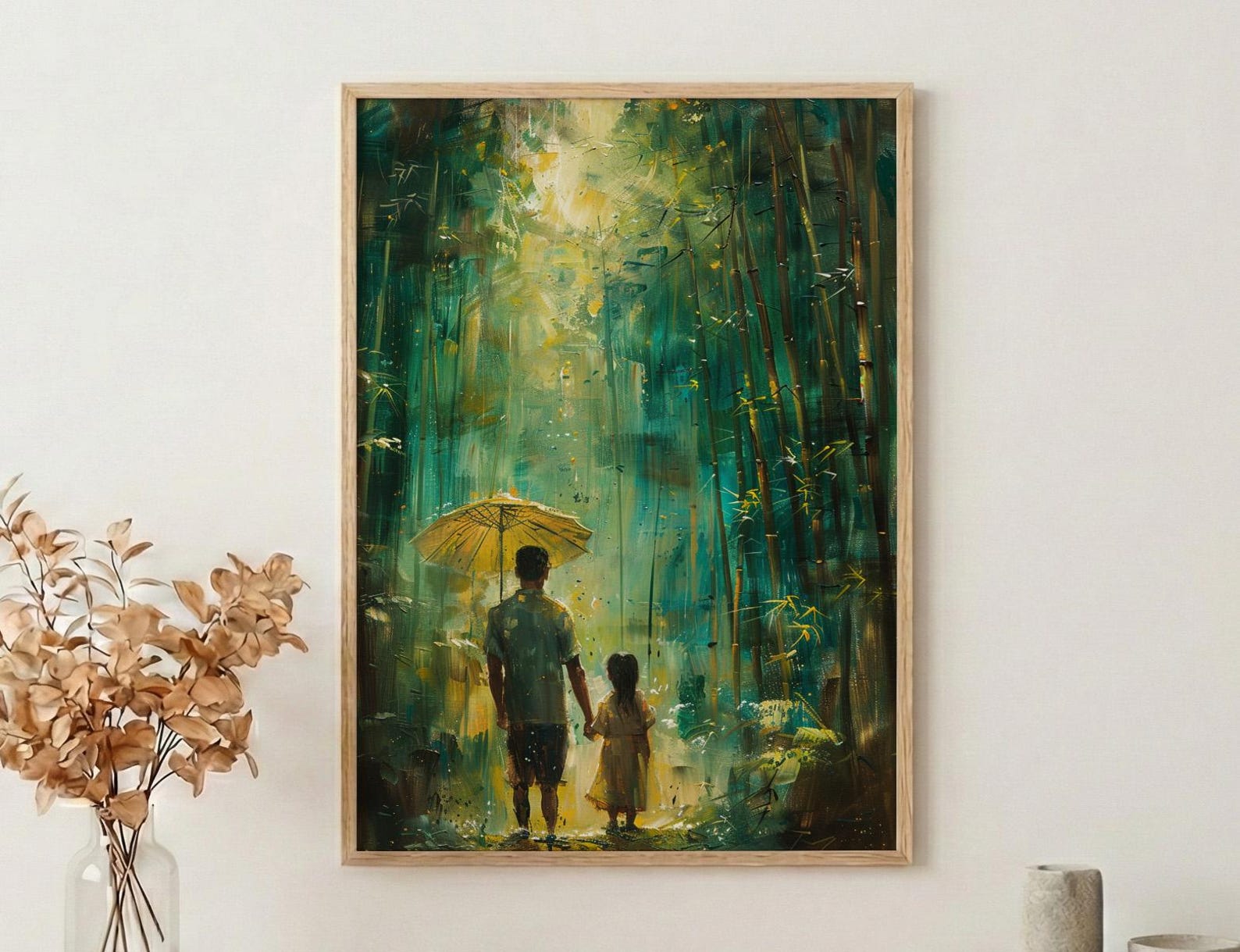Bamboo Forest Art Print, Father And Daughter Poster - Serene Nature Decor — view 3