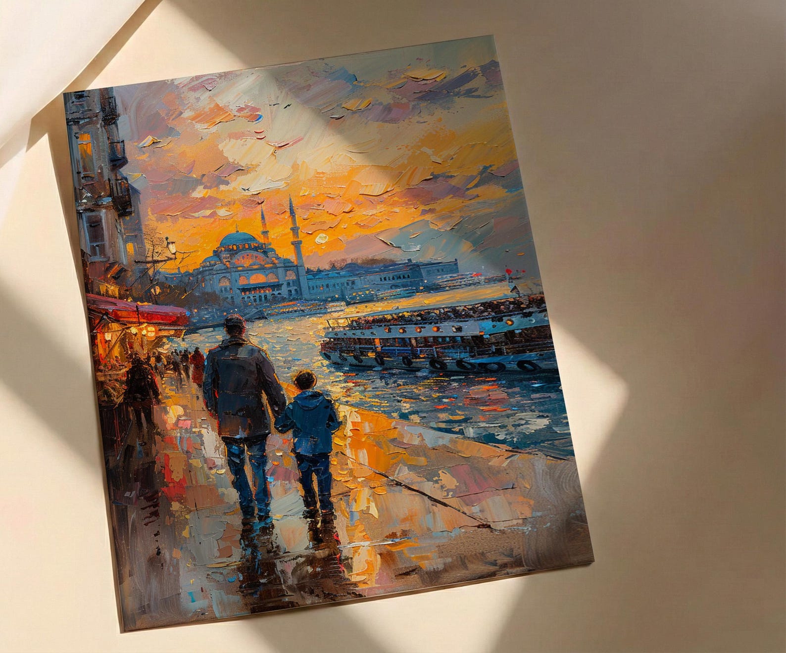 Istanbul Poster, Father And Son Night Art - Cityscape Wall Decor — view 2