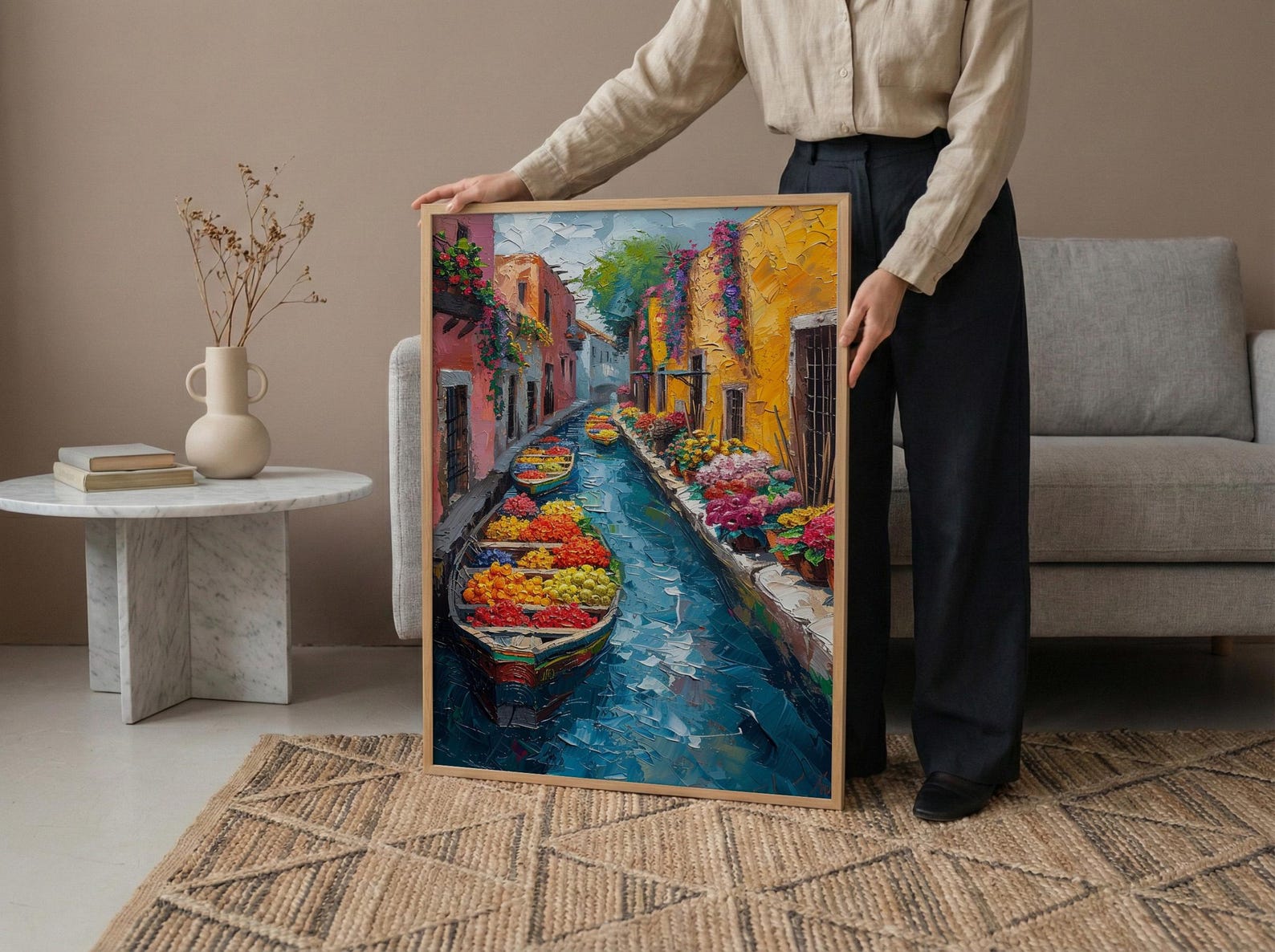 Xochimilco Wall Art, Painted Boat Decor - Mexico Floating Market — view 5