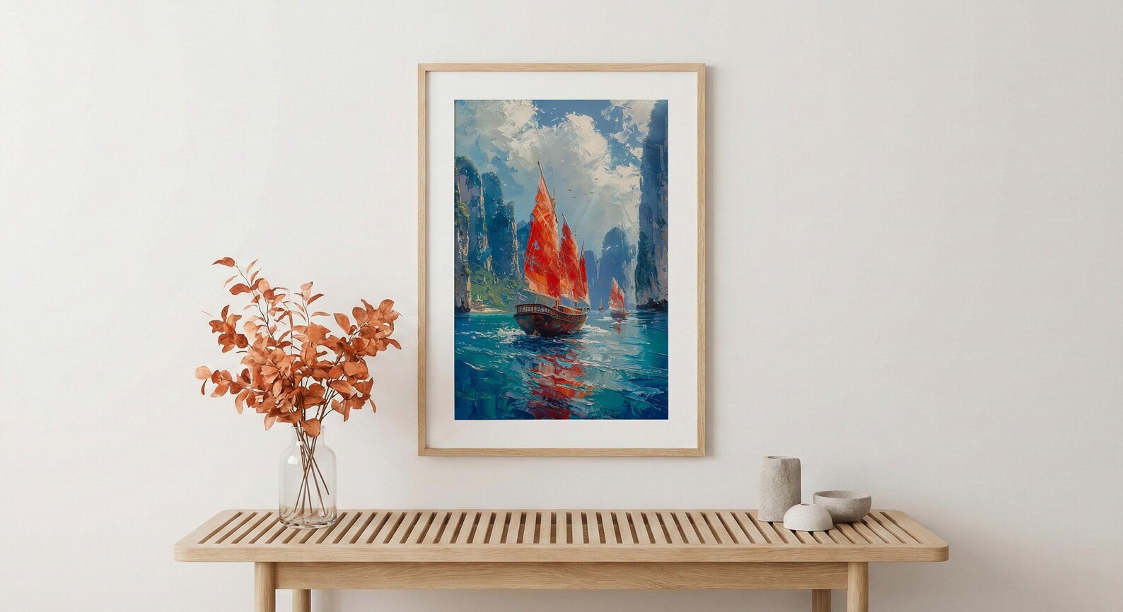 Ha Long Bay Poster, Wooden Boat Decor - Vietnam Landscape — view 4