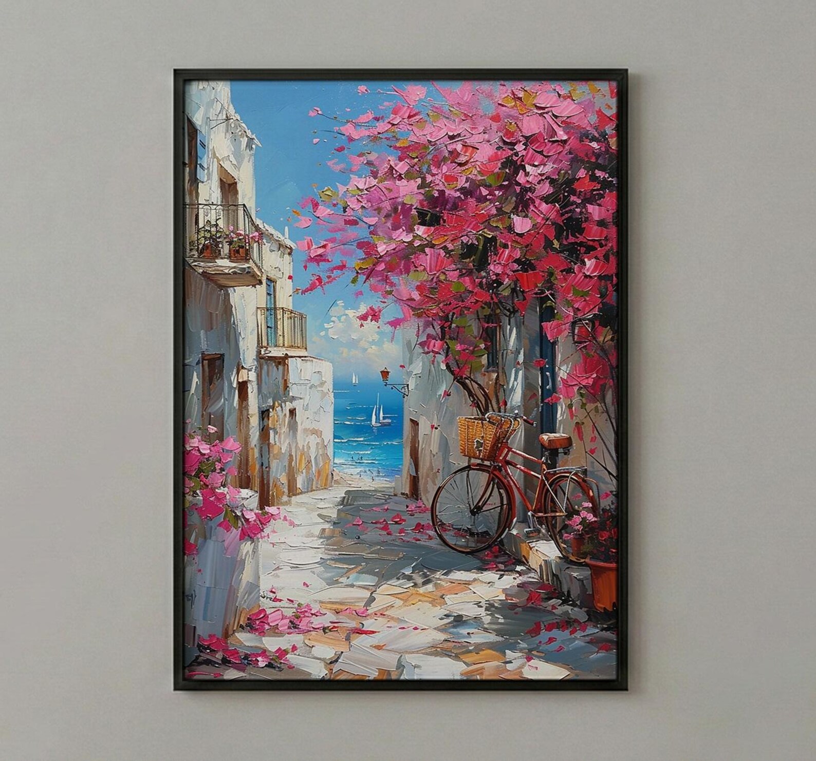 Alexandria Wall Art, Coastal Spring Decor - Pink Bougainvillea — view 2