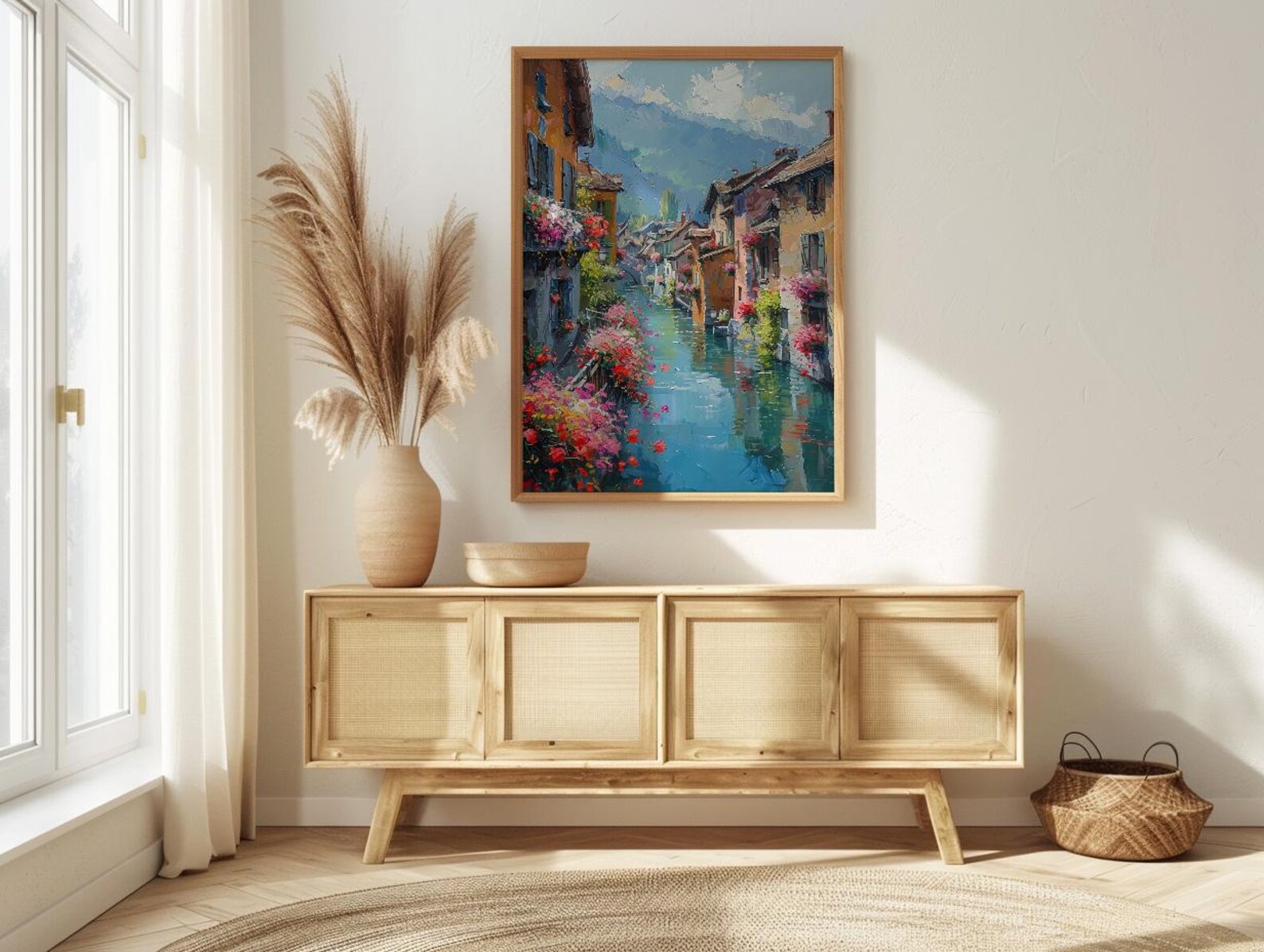 Annecy Canal Spring Poster, Pink Geranium Wall Art - Living Room Decor — view 4