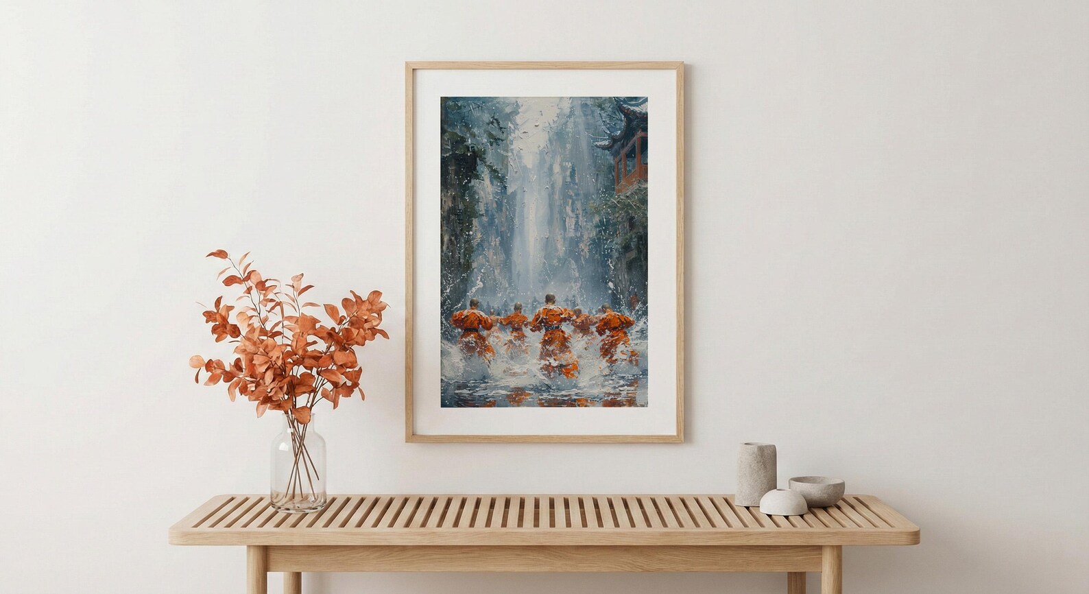 Shaolin Monk Poster, Martial Arts Decor - Misty Temple Art — view 5