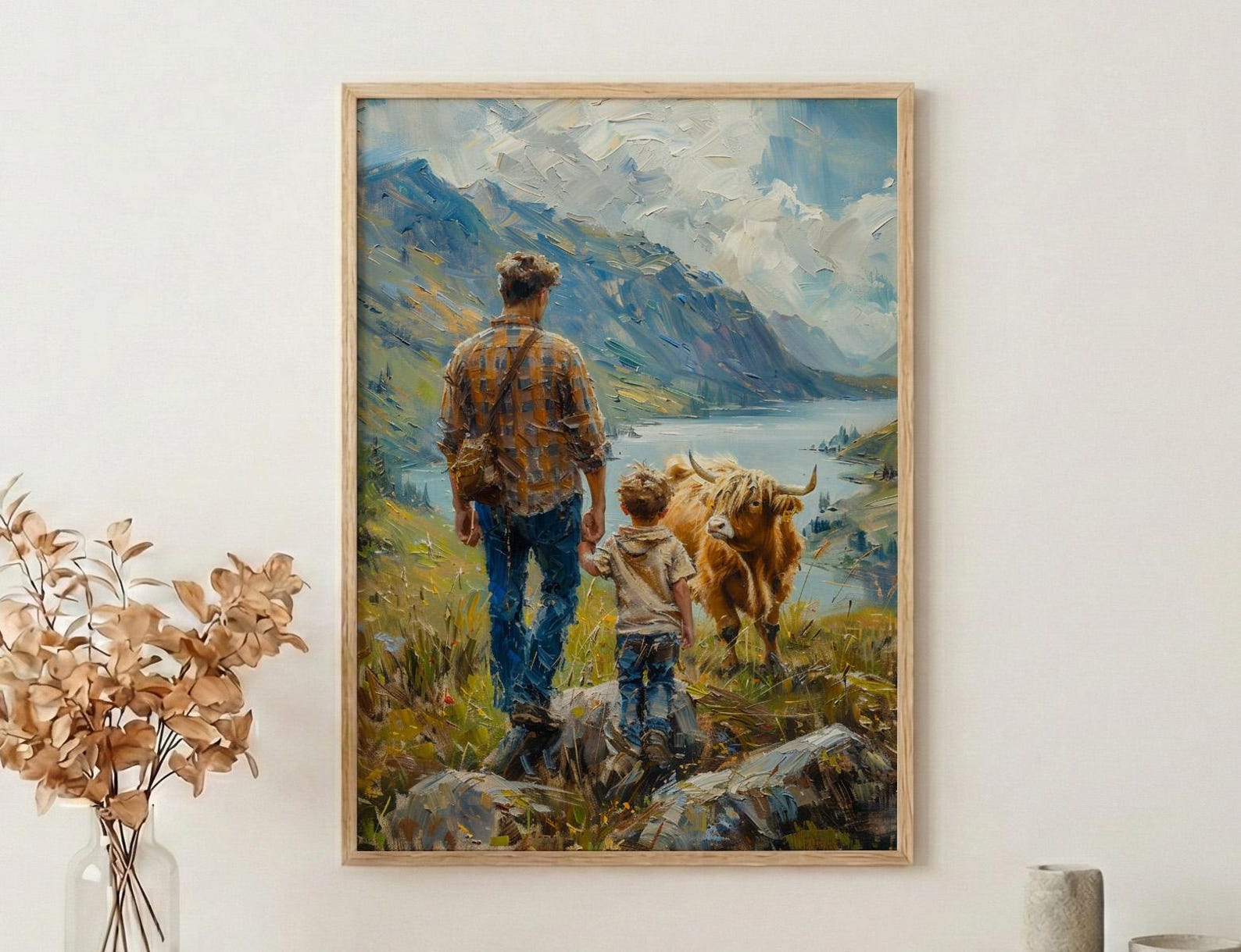 Scottish Highlands Poster, Father And Son Art - Dad Birthday Gift