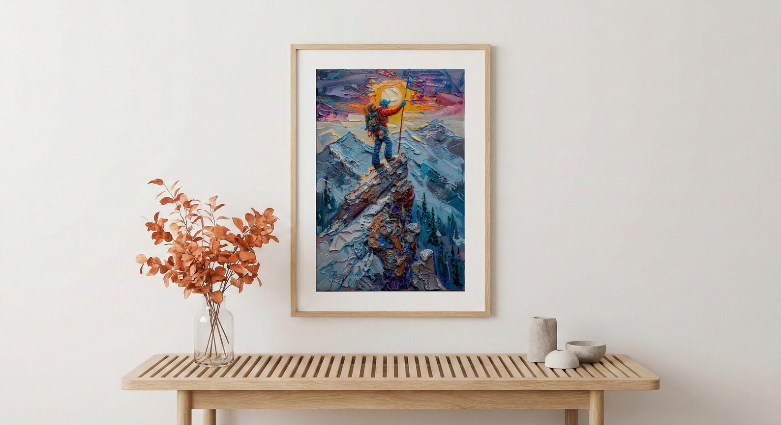 Mountain Climber Wall Art, Patriotic Colorado Decor - Alpine Adventure Print — view 5