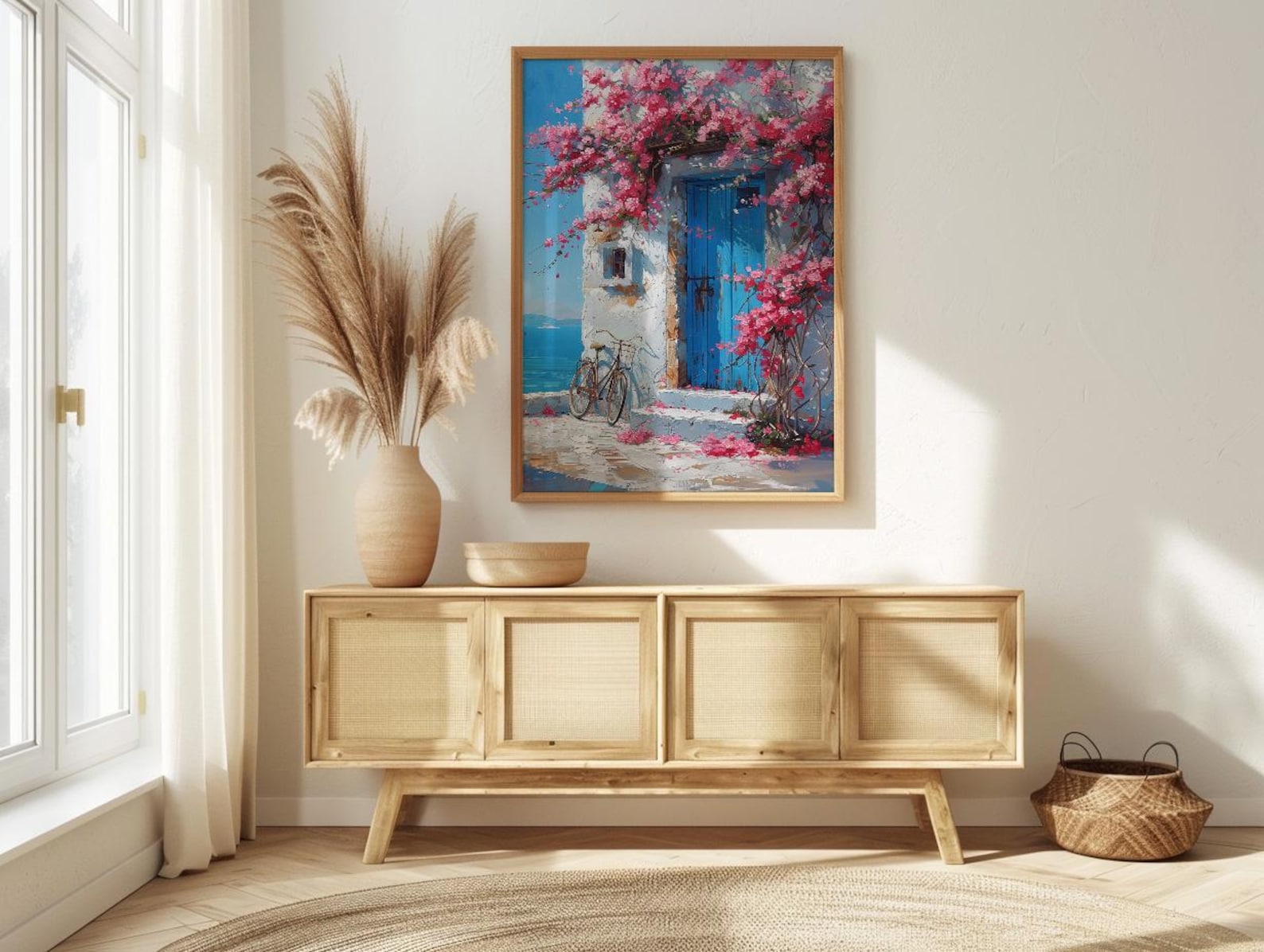 Crete Bougainvillea Wall Art, Greek Island Spring Poster - Above Bed Art — view 4