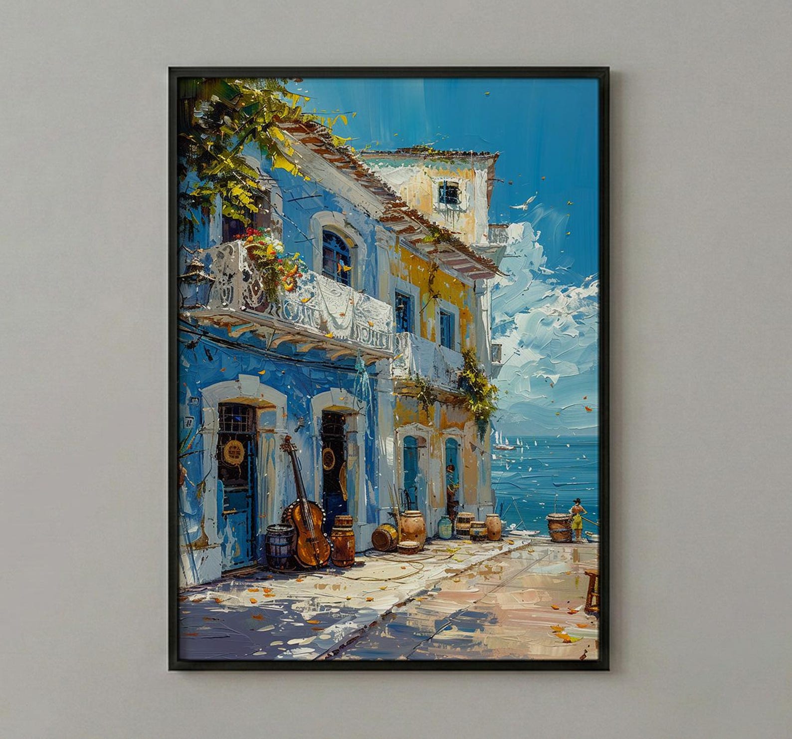 Salvador Market Art Print, Bahia Brazil Decor - Musical Instrument — view 2