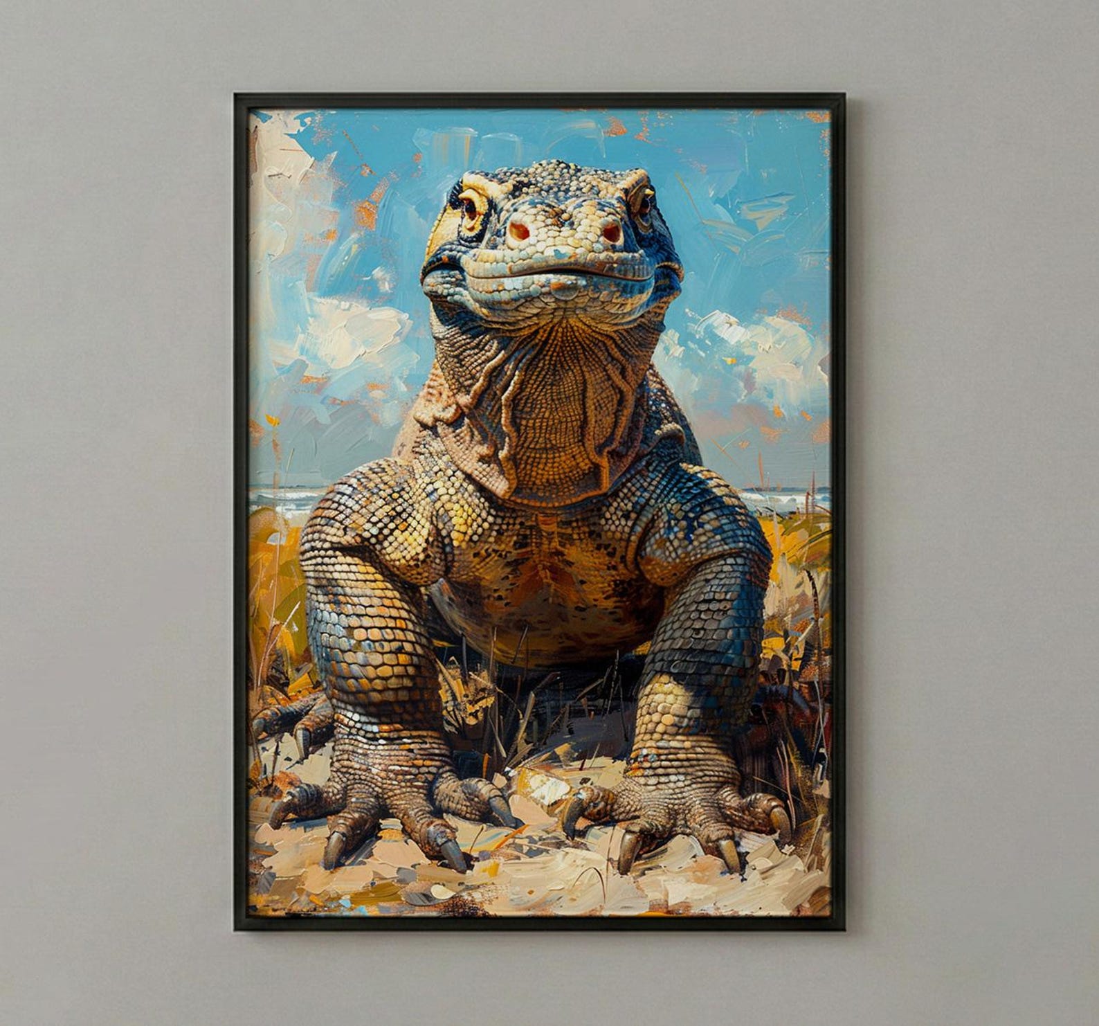 Komodo Dragon Poster, Indonesia Travel Decor - Rugged Island Art — view 3