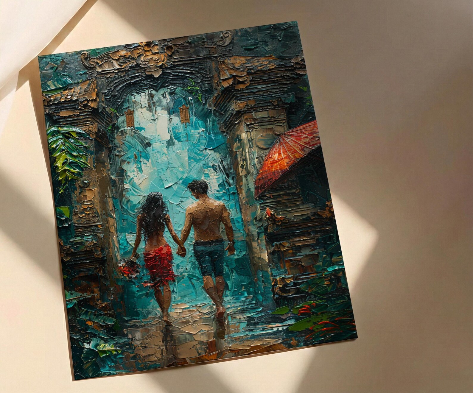 Bali Temple Gate Art, Indonesia Jungle Print - Honeymoon Gift — view 2