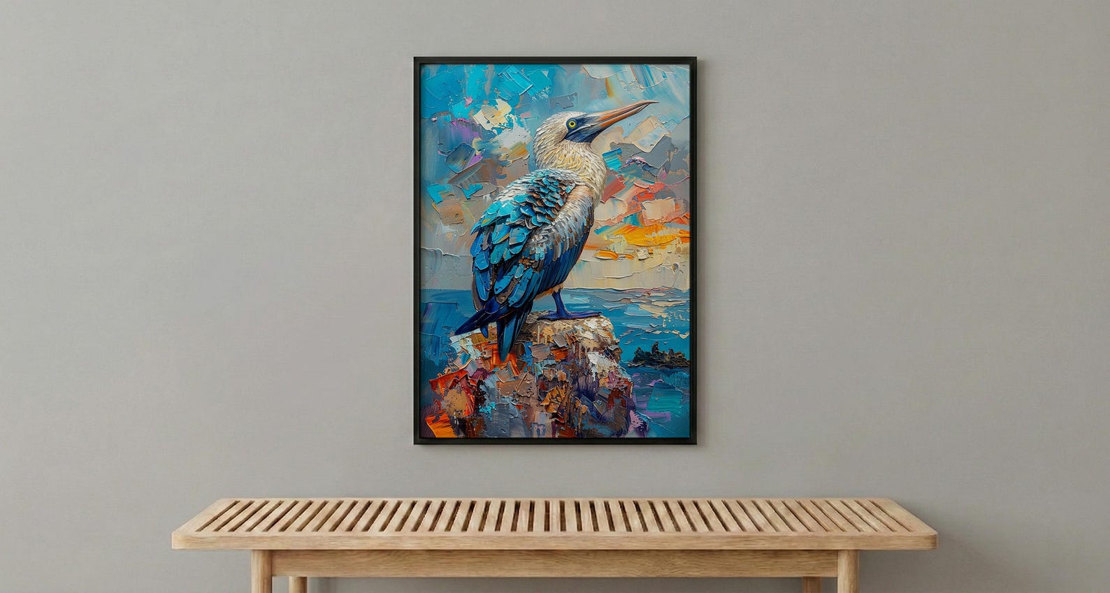 Blue Footed Booby Wall Art, Galapagos Animal Decor - Ocean Bird Print — view 6
