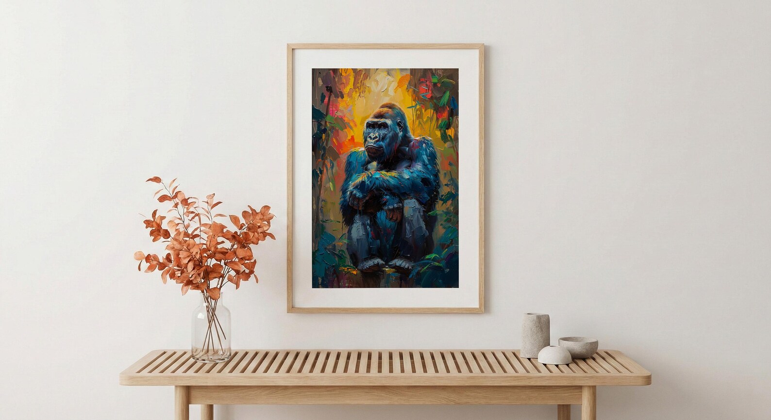 Silverback Gorilla Art, African Jungle Decor - Rainforest Landscape — view 5