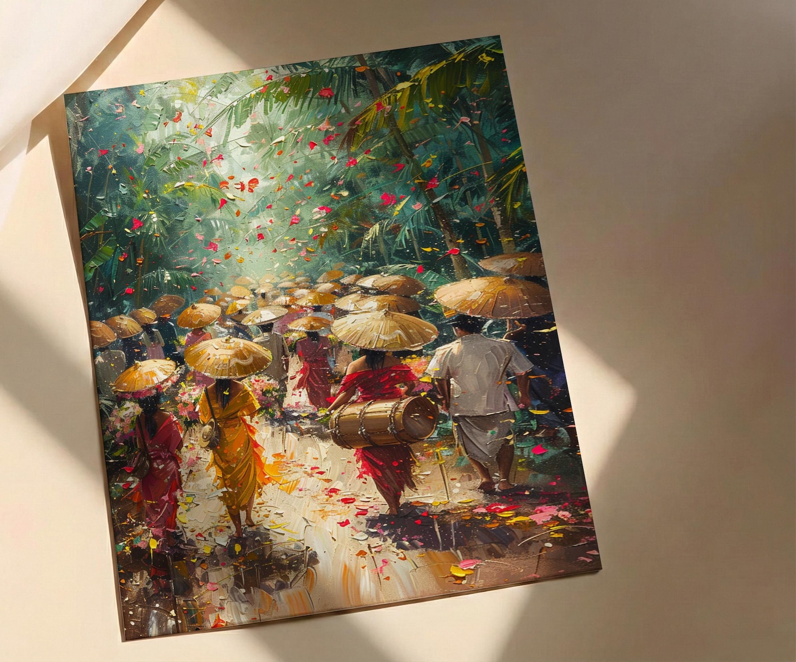 Thai Wedding Procession Art, Tropical Garden Decor - Newlywed Gift — view 3