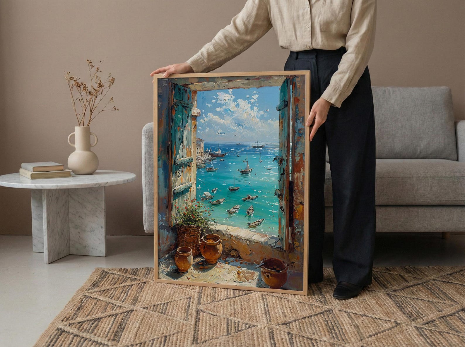 Impasto Zanzibar Ocean Window Wall Art - Tropical Art Print — view 4