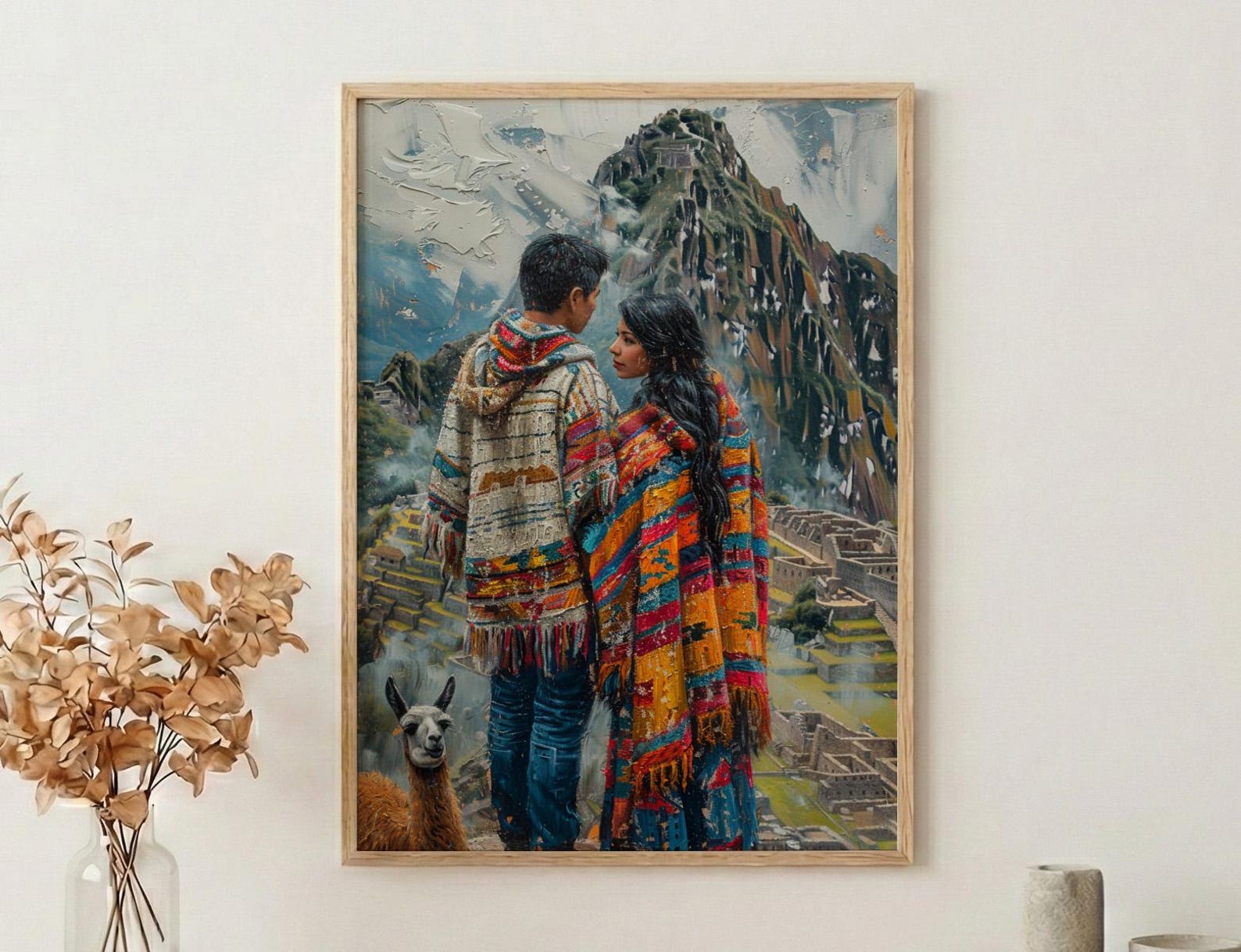 Peru Wall Art, Machu Picchu Art Print, Inca Trail Poster, Andes Mountain Painting, Latin America Travel Decor