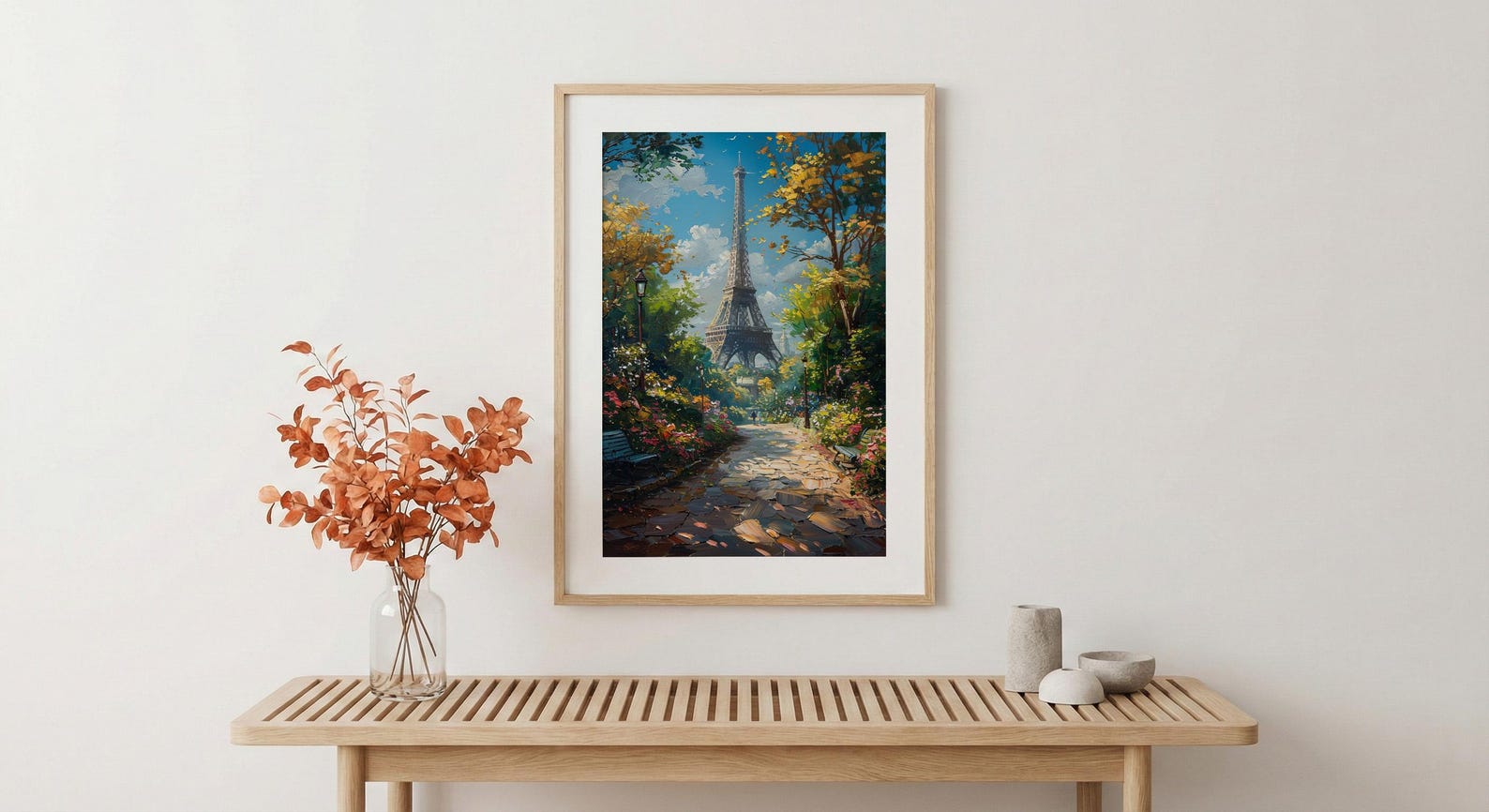 Paris Eiffel Tower Art, France City Decor - Lush Green Park — view 5
