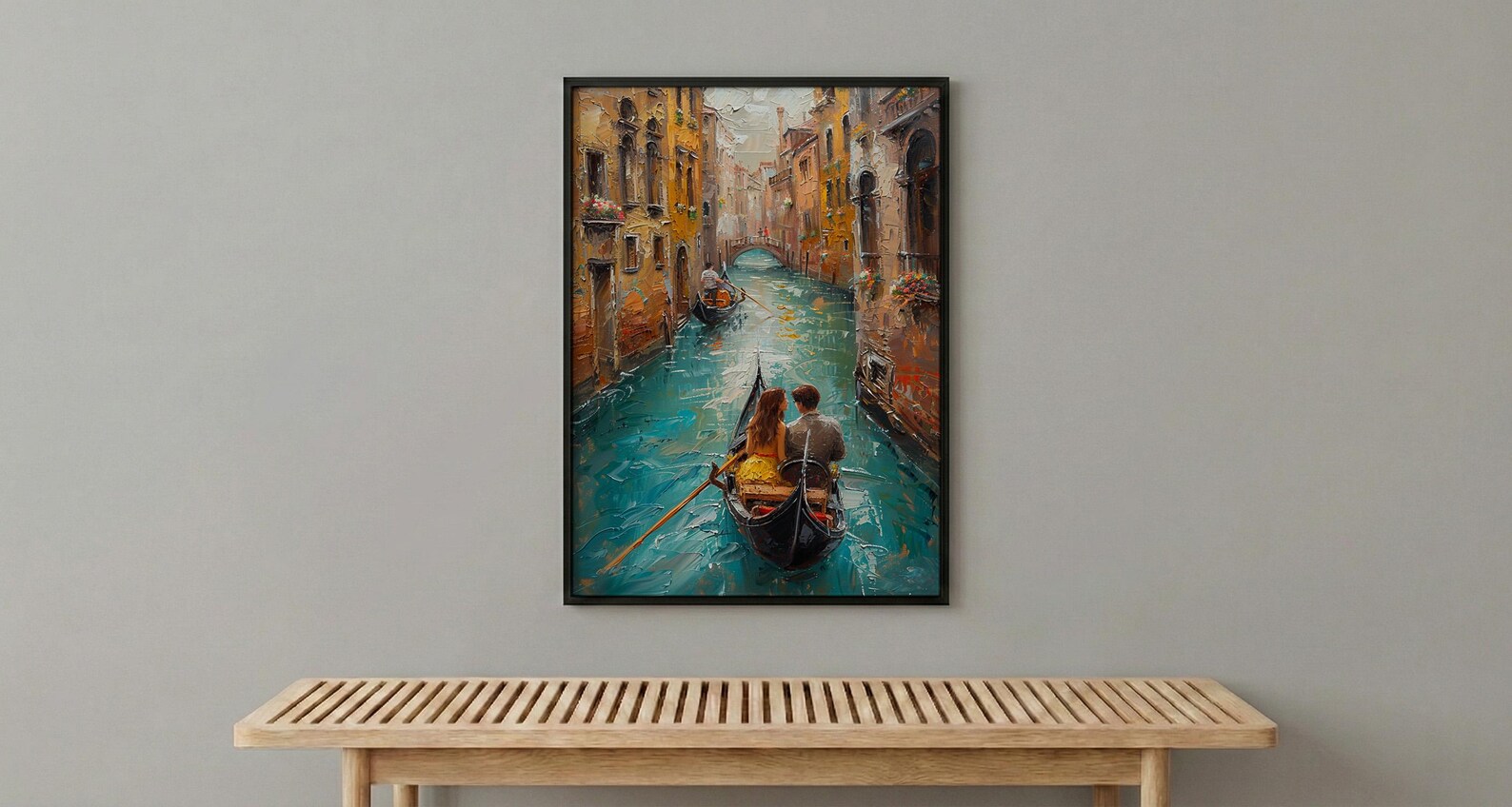 Venice Wall Art, Gondola Print, Italy Travel Poster, Impasto Oil Painting, Romantic Canal Art, Wedding Gift, Italian Decor — view 6