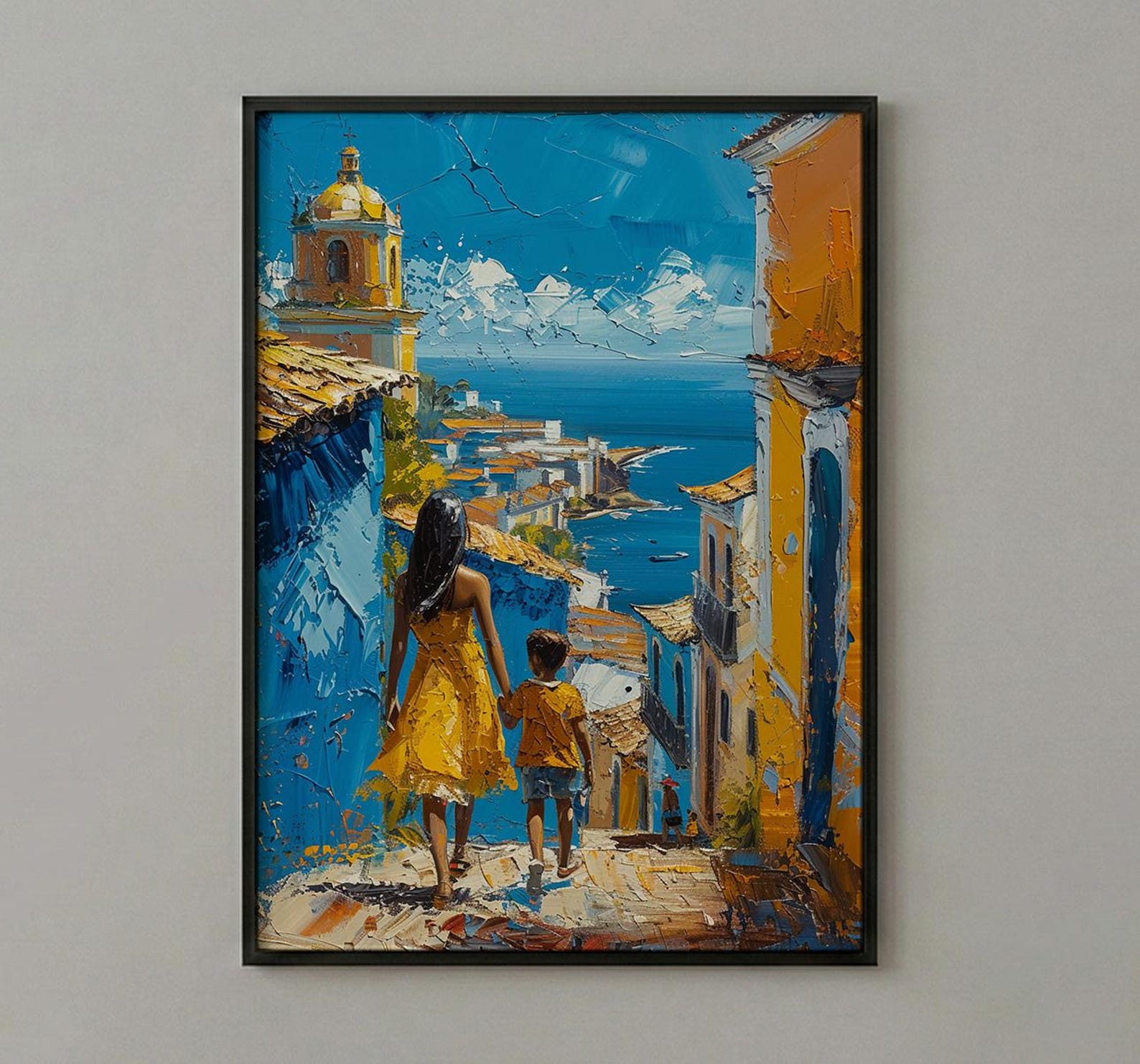 Salvador Brazil Print, Pelourinho Wall Art, Mothers Day Gift From Son, Mom And Son Poster, Museum Quality Decor — view 3