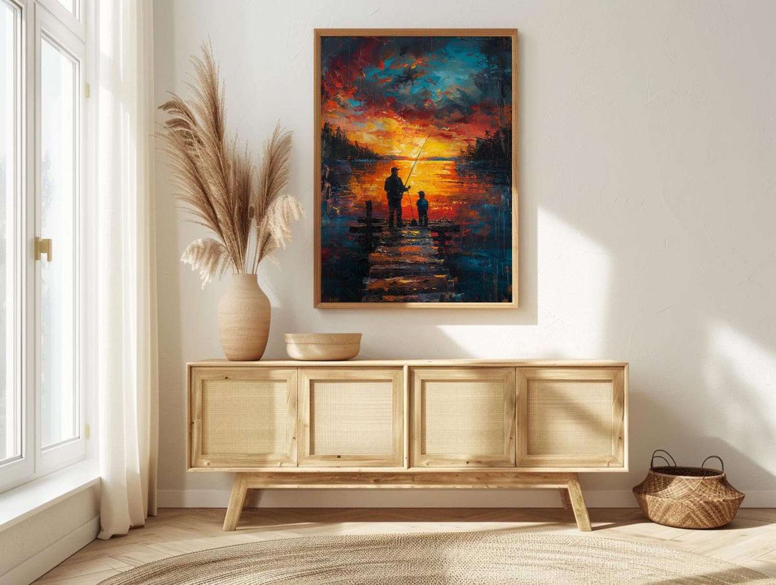 Father And Son Fishing Wall Art, Lake Dock Decor - Rustic Outdoor Print — view 4