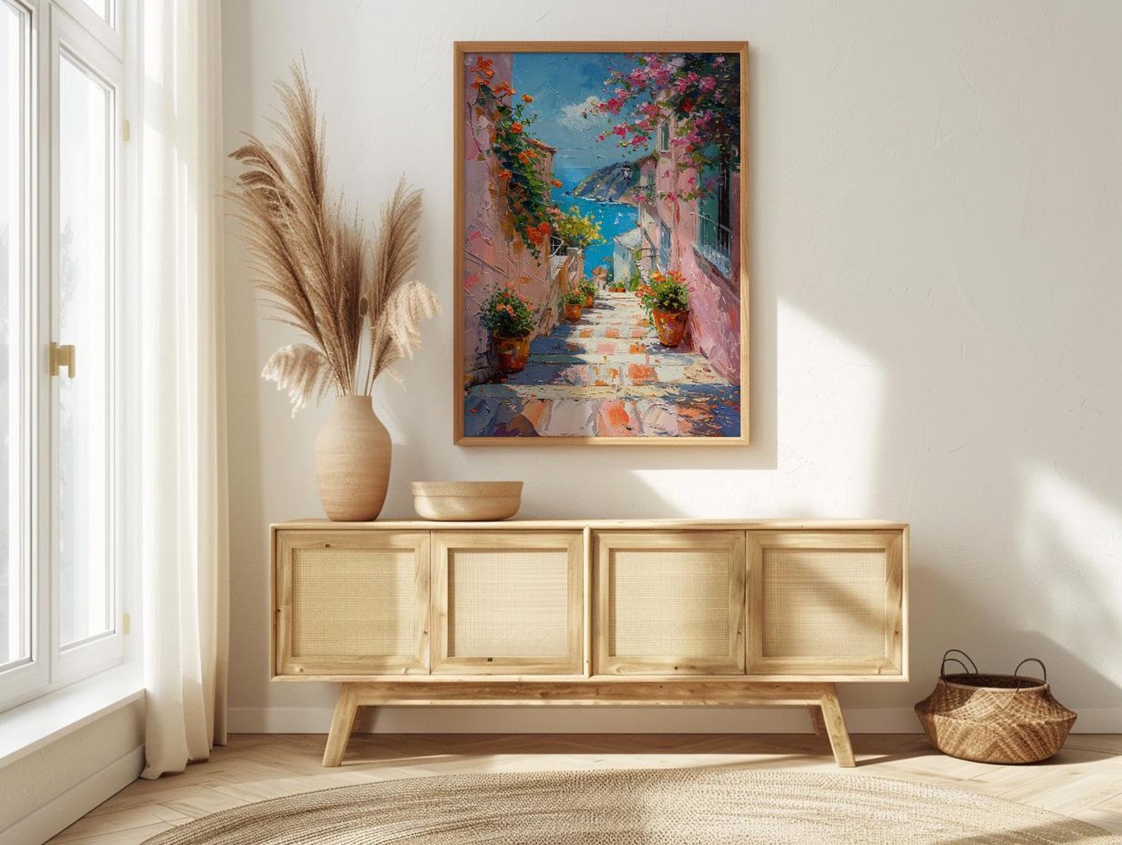 Valparaiso Wall Art, Chile Spring Decor - Colorful Staircase Print — view 4