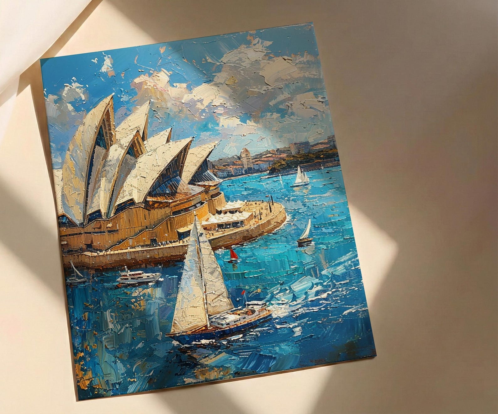 Sydney Opera House Wall Art, Australia Travel Home Decor - Bright Blue City Summer Vibe — view 2